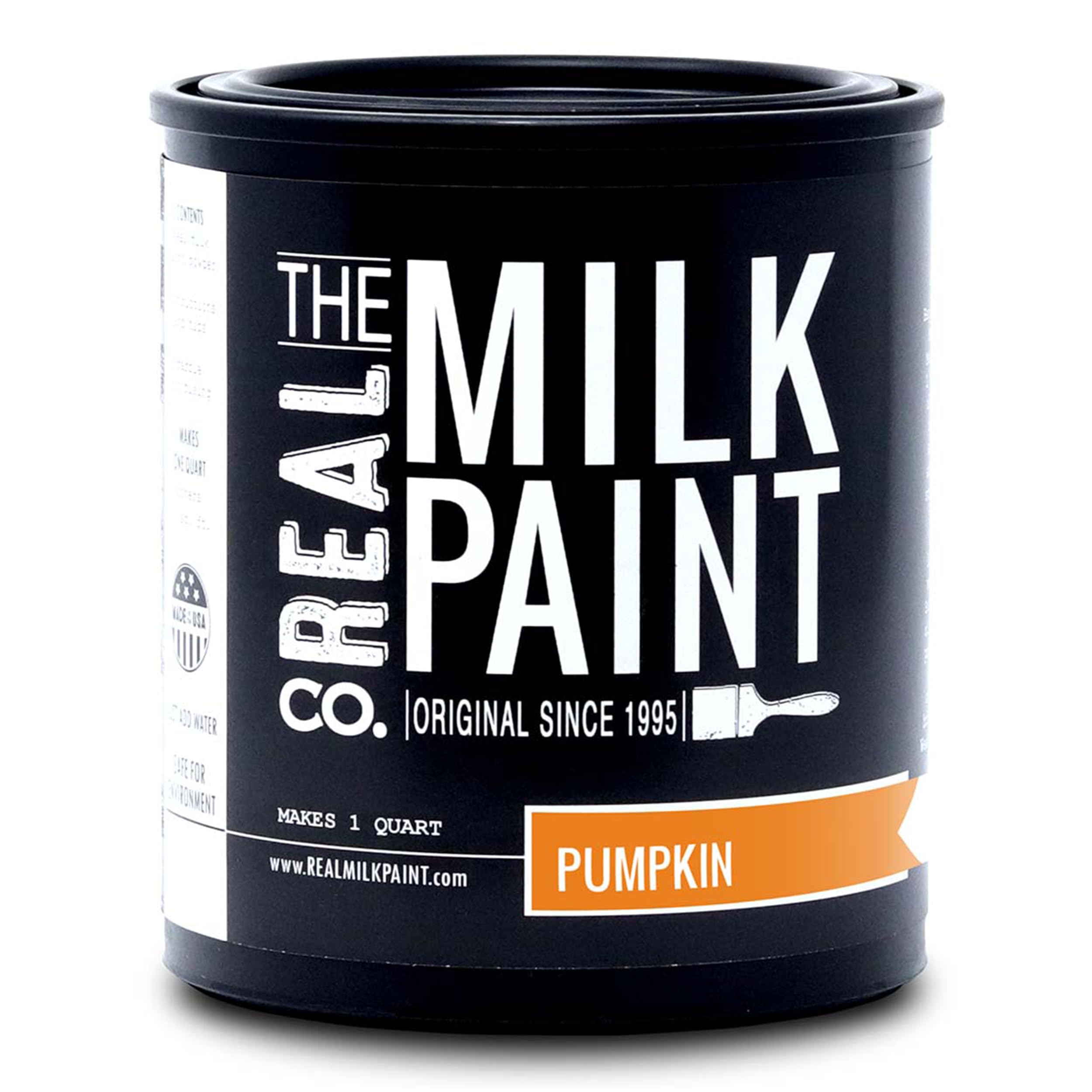 Real Milk Paint - Non-Toxic Water-Based Matte Wood Paint for Furniture, Cabinets, Walls, Brick & Stone | VOC-Free, Organic Formula in Pumpkin Color (1 Quart) | Perfect for DIY Home Decor, Furniture Restoration & Eco-Friendly Painting Projects