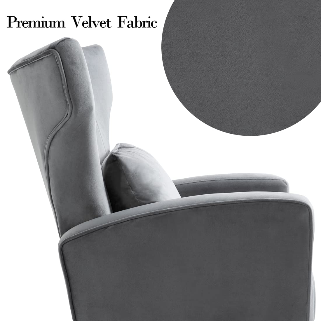 X-VOLSPORT Velvet Accent Chairs Set of 2 - Mid Century Modern High Back Living Room Chairs with Waist Pillow, Upholstered Armchairs with Gold Metal Legs - Perfect for Bedroom, Living Room, Club & Office Decor (Grey)