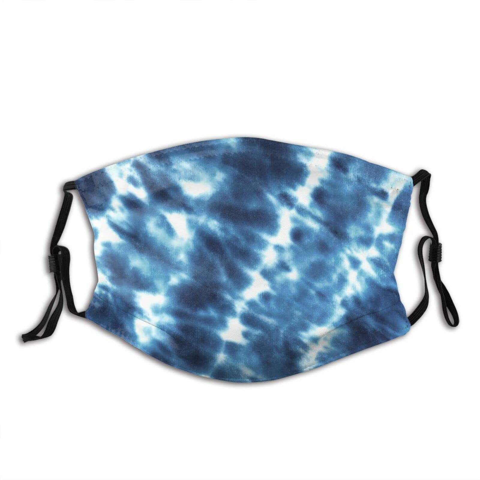Dark Blue Tie Dye Cloth Face Mask for Men - Comfortable, Washable & Reusable with Filters, Adjustable Balaclava Style - Perfect for Outdoor Activities, Travel & Daily Protection