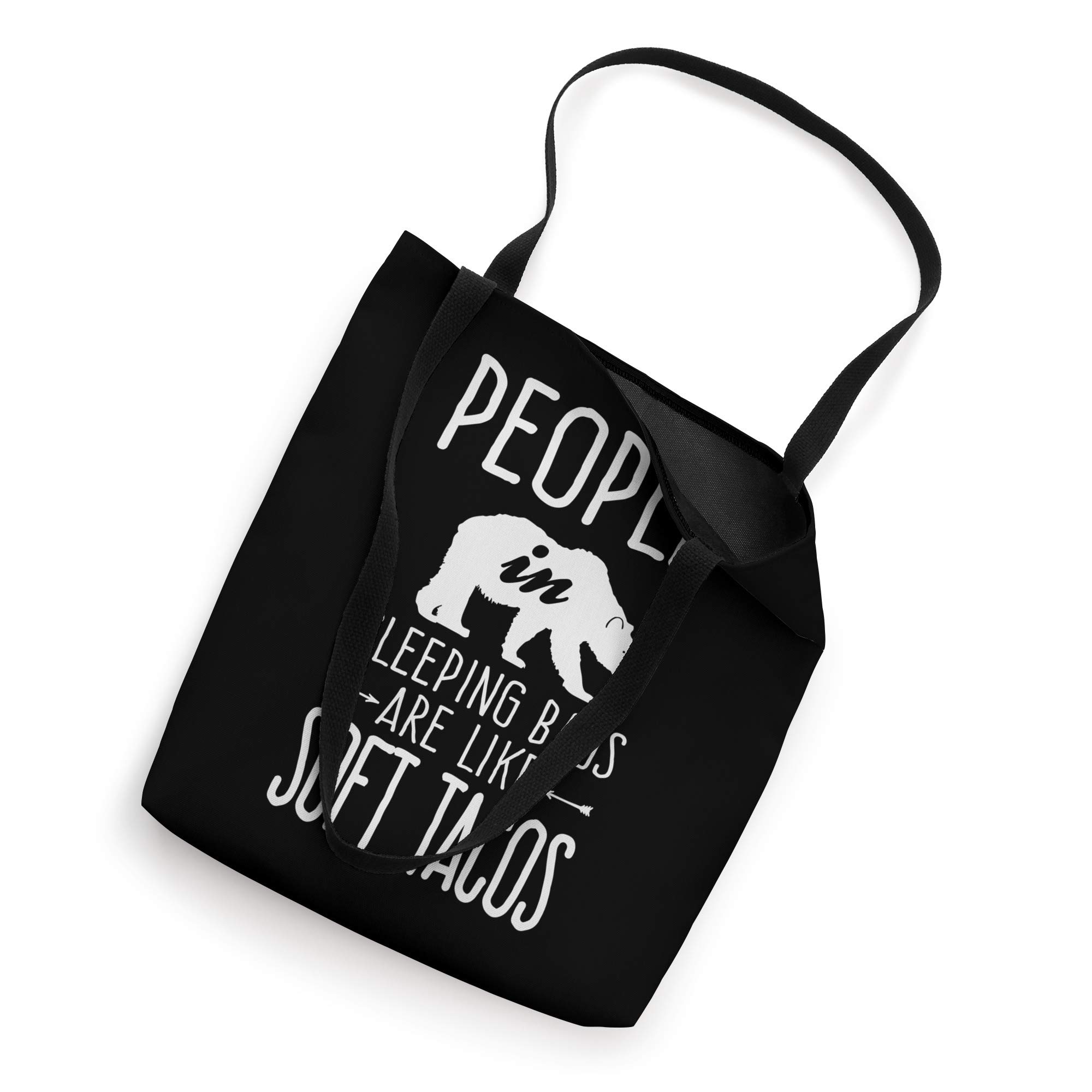 Funny Soft Tacos Tote Bag - People in Sleeping Bags Design - Perfect for Beach, Camping & Grocery Shopping