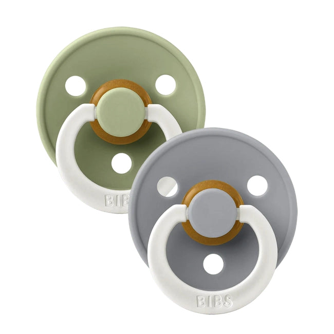 Original Color Symmetrical Latex Pacifier 2-Pack - Sage & Cloud (Glow in the Dark) | Soothing Baby Essentials for Day & Night Use