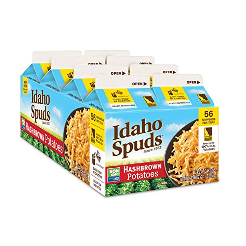Idaho Spuds Real Potato Hashbrowns - Gluten Free, 4.2oz (8 Pack) - Set of 4 - Perfect for Breakfast, Camping & Quick Meals