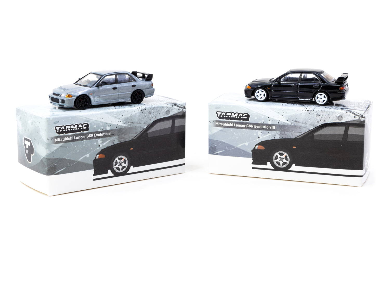 Tarmac Works 1/64 Scale Mitsubishi Lancer GSR Evolution III Diecast Model Car - Black - Collectible Miniature Vehicle for Display & Racing Scenes - Perfect for Diecast Collectors & Car Enthusiasts
