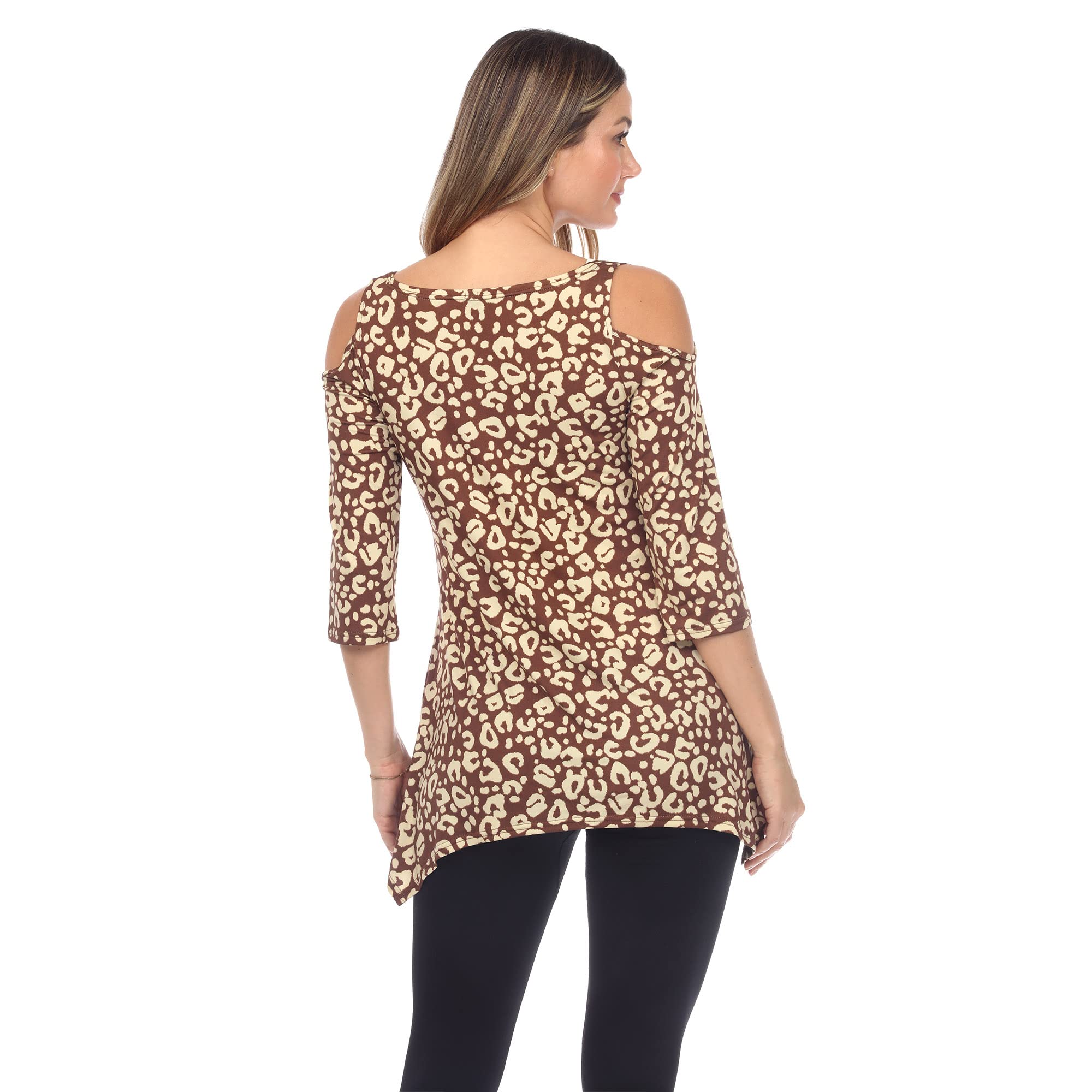 Women's Cold Shoulder Leopard Print Tunic Top with Pockets - Stylish Casual Blouse for Summer Outfits, Date Nights & Vacations