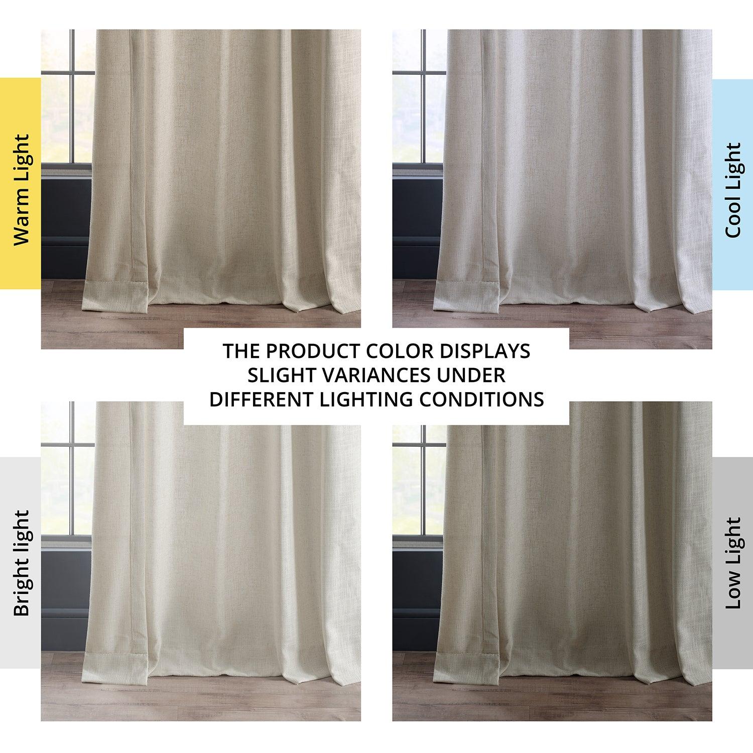 Premium Malted Cream Heavyweight Faux Linen Curtains - Blackout Thermal Insulated Window Drapes for Living Room, Bedroom & Home Decor (Set of 2 Panels)