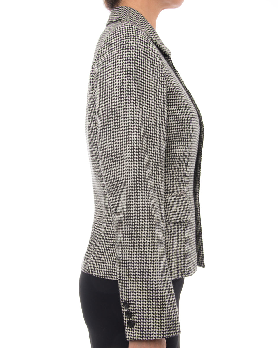 Comme Des Garcons Houndstooth Pattern Wool Blend Jacket for Women - Stylish Fall & Winter Outerwear for Office, Dating and Casual Wear