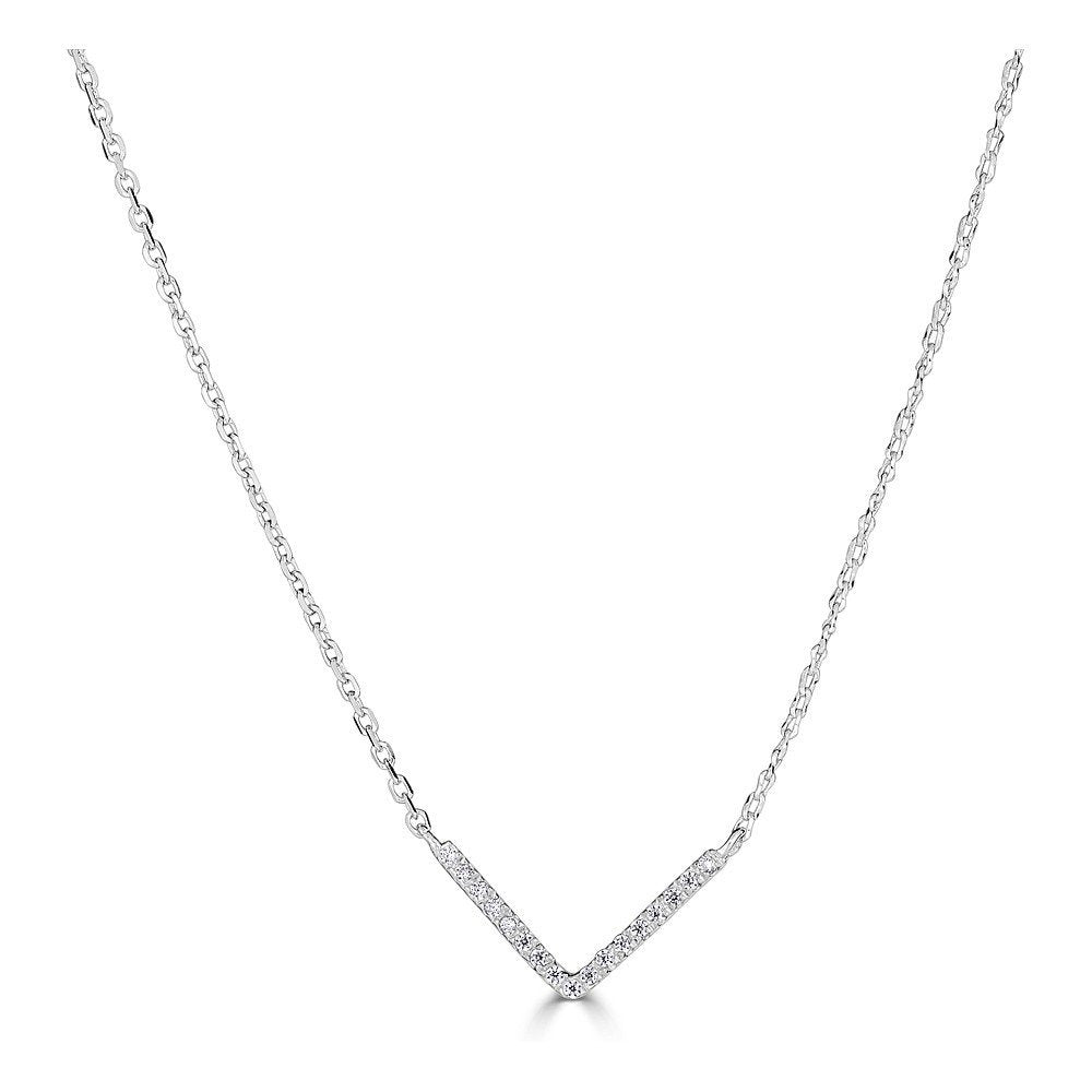 14K Gold 0.05 CTW Diamond V-Shaped Pendant Necklace for Women - Elegant Layering Piece for Date Night & Special Occasions