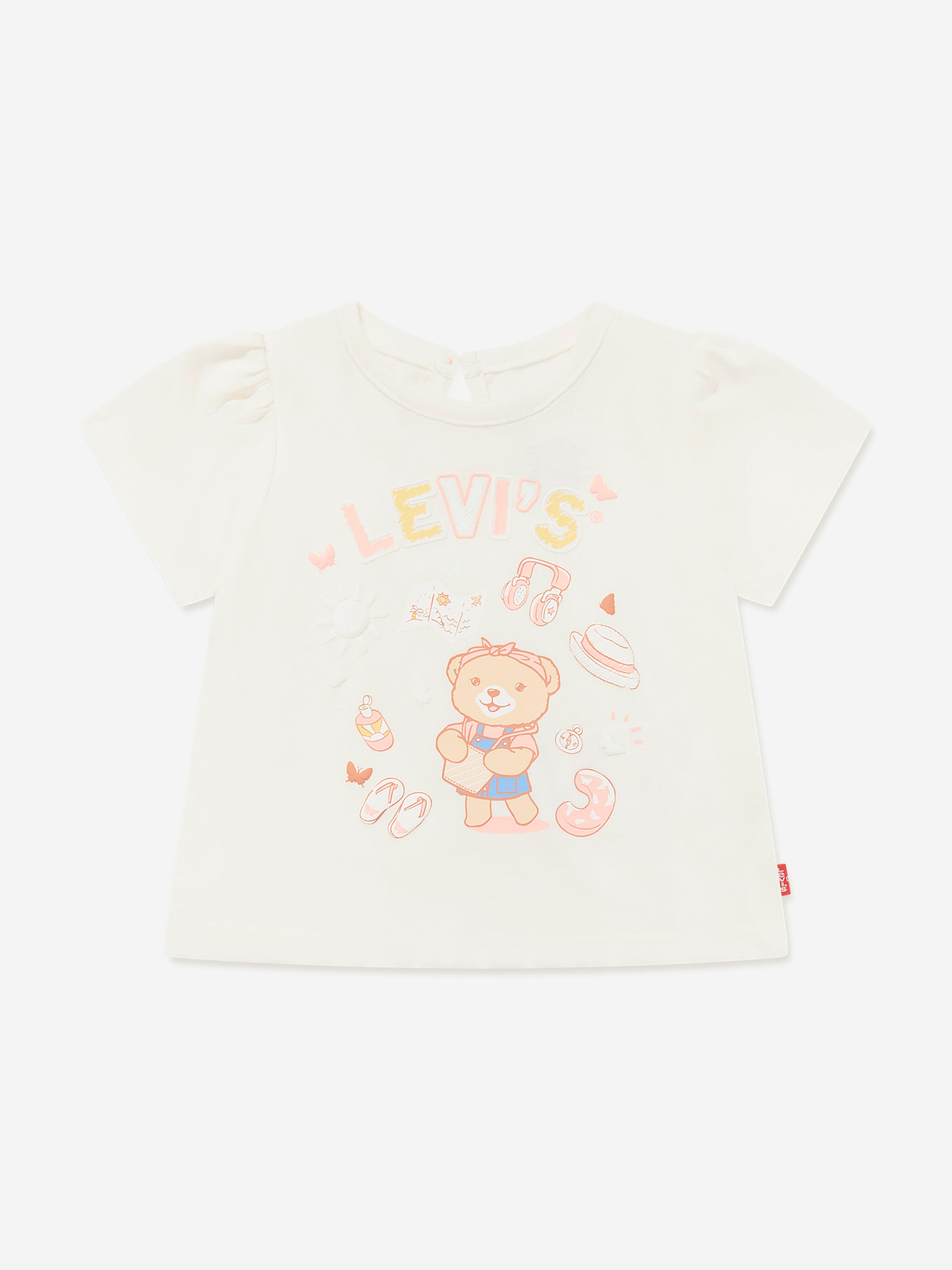 Baby Girls Smocked Sleeve T-Shirt in Beige - Soft Cotton Top for Toddlers & Infants - Perfect for Playdates, Parties & Family Photos
