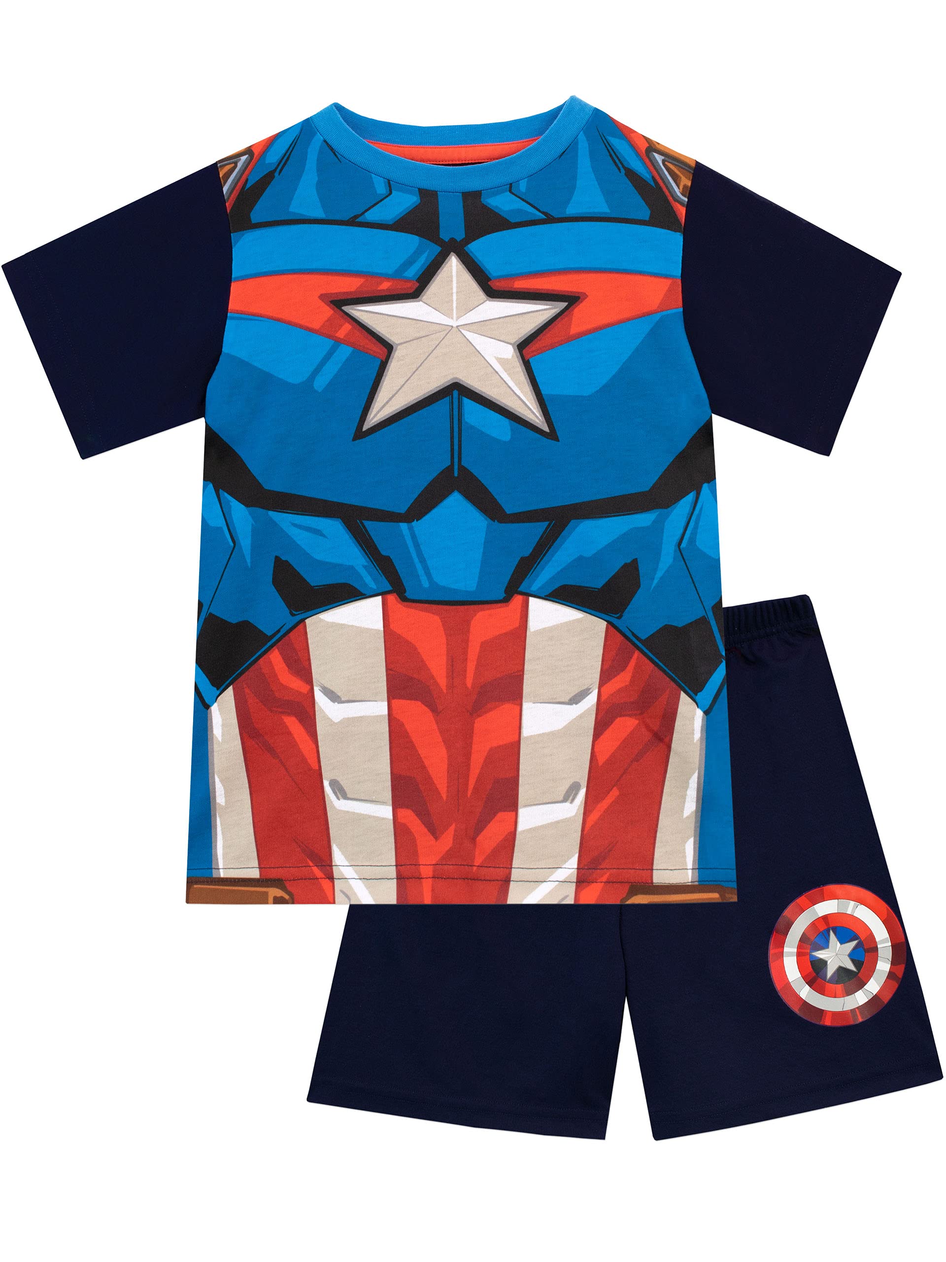 Marvel Captain America Boys' Short Sleeve Pajama Set - Superhero Sleepwear for Kids - Perfect for Bedtime, Sleepovers & Comic-Themed Parties