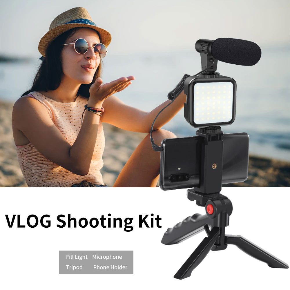 Professional Smartphone Vlogging Kit with LED Light, Microphone & Stabilizer - Perfect for YouTube, TikTok & Travel Content Creation