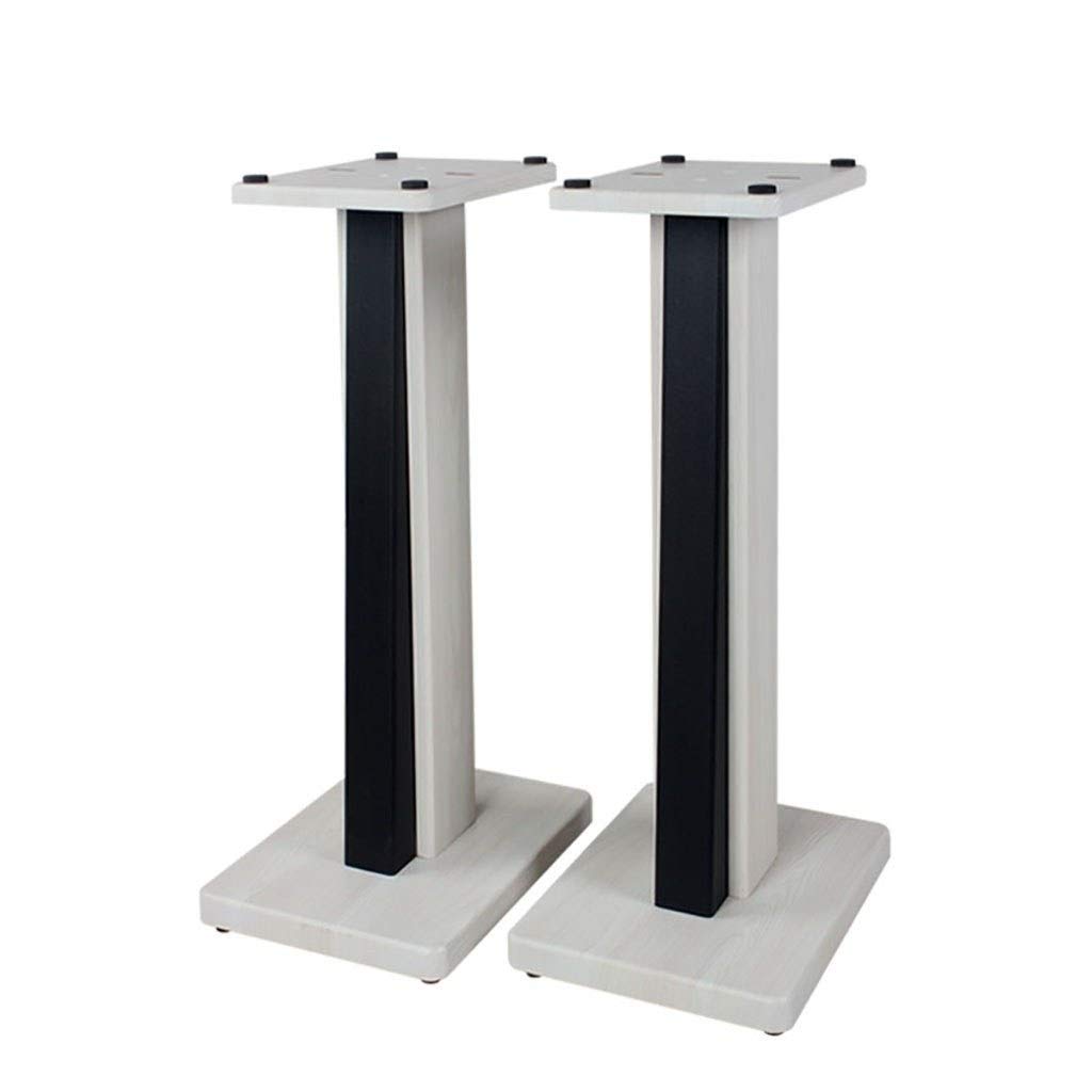 BXYXJ Universal Speaker Stands - 2 Pack Heavy Duty Floor Speaker Mounts, 24 lbs Capacity 23.6 Inch Height Solid Surround Sound Speaker Stands (White Wood Grain) - Perfect for Home Theater, Studio Monitor, Bookshelf Speakers (Speakers Not Included)