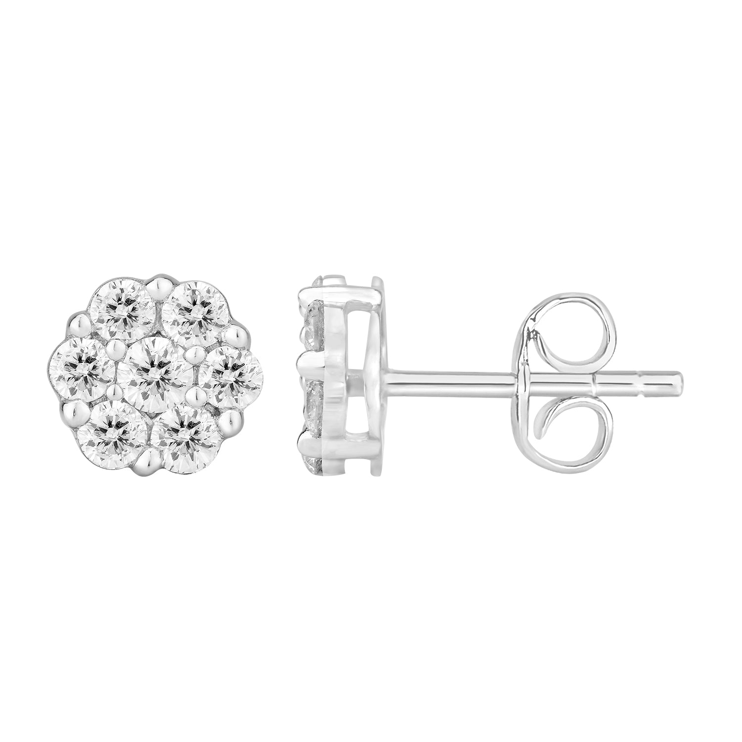 9ct White Gold 1/2 Carat Diamond Stud Earrings for Women - Elegant Round Cut Diamond Earrings for Everyday Wear & Special Occasions