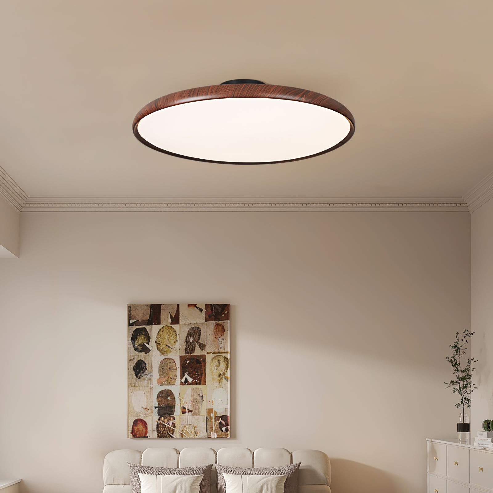 Lola Wood Grain Adjustable Ceiling Lamp - Modern Dimmable Hanging Light Fixture for Living Room, Bedroom & Dining Room Decor