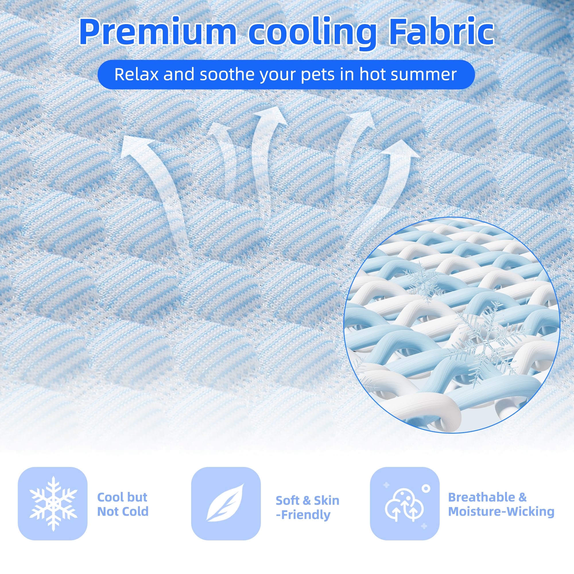**Cooling Dog Bed for Large & Medium Dogs - Memory Foam Pet Mat with Removable Washable Cover, 40