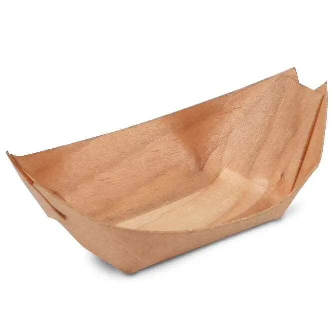 Premium Poplar Wood Serving Boat Tray - 2.5