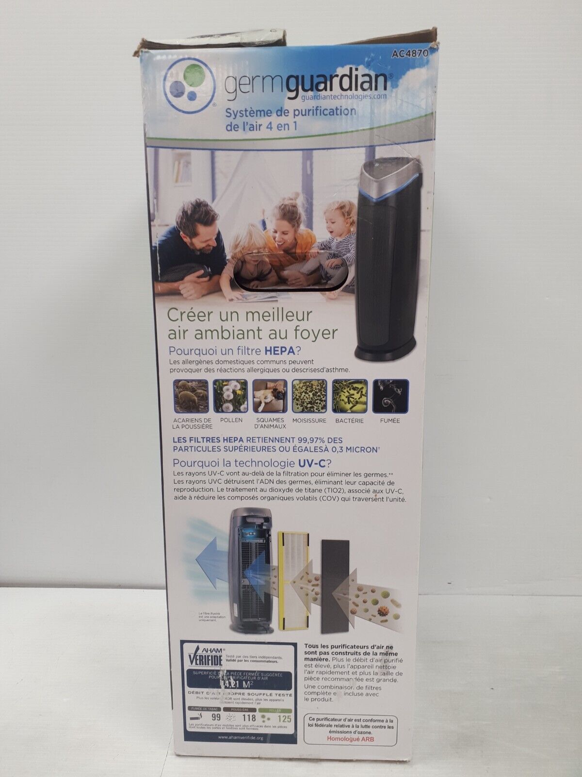 GermGuardian AC4870 True HEPA Air Purifier for Home - Removes 99.97% of Dust, Pollen, Pet Dander & Smoke - Ideal for Bedrooms, Living Rooms & Offices