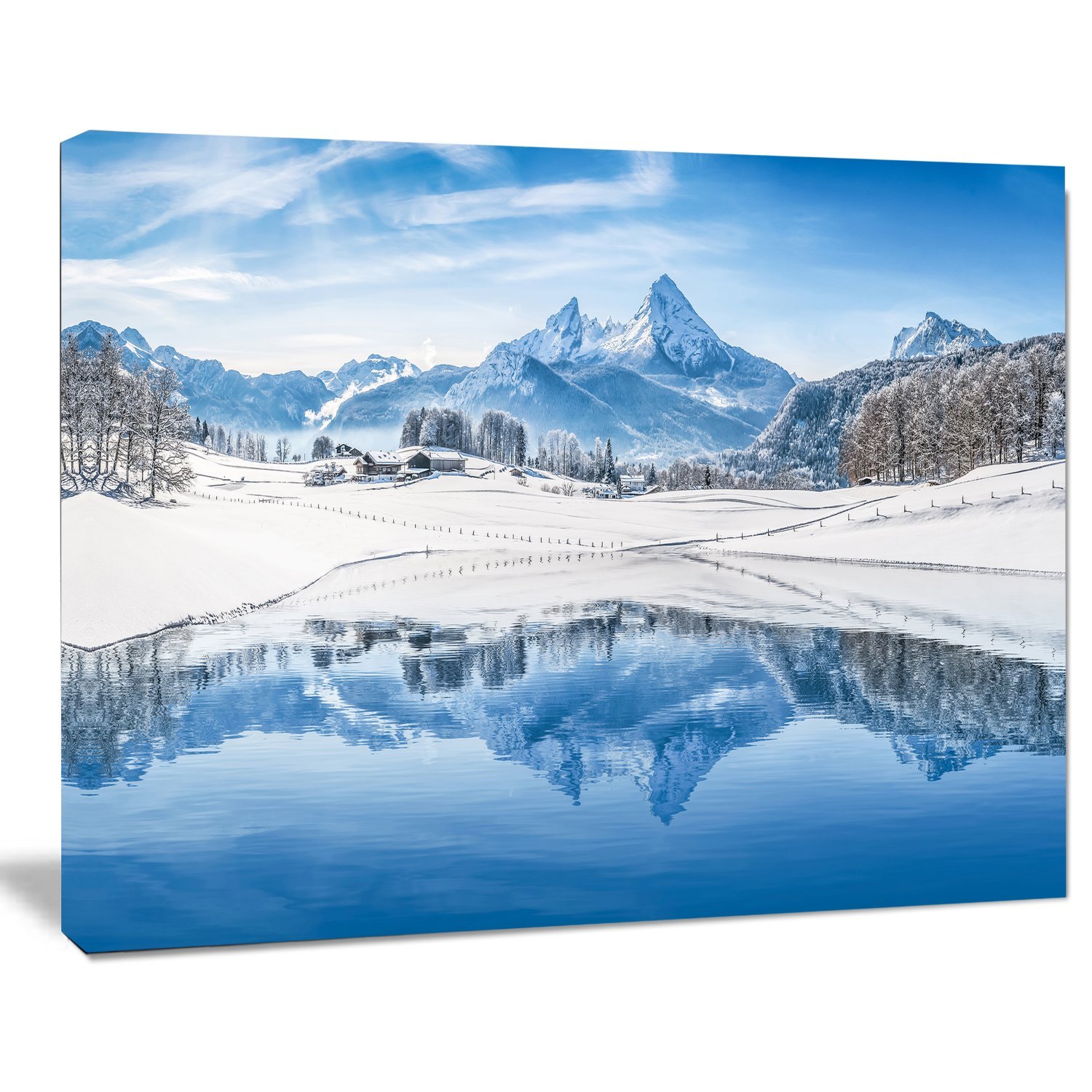 Stunning Icy Winter Mountain Alps Landscape Photography Canvas Print - Perfect for Living Room, Bedroom & Office Wall Decor