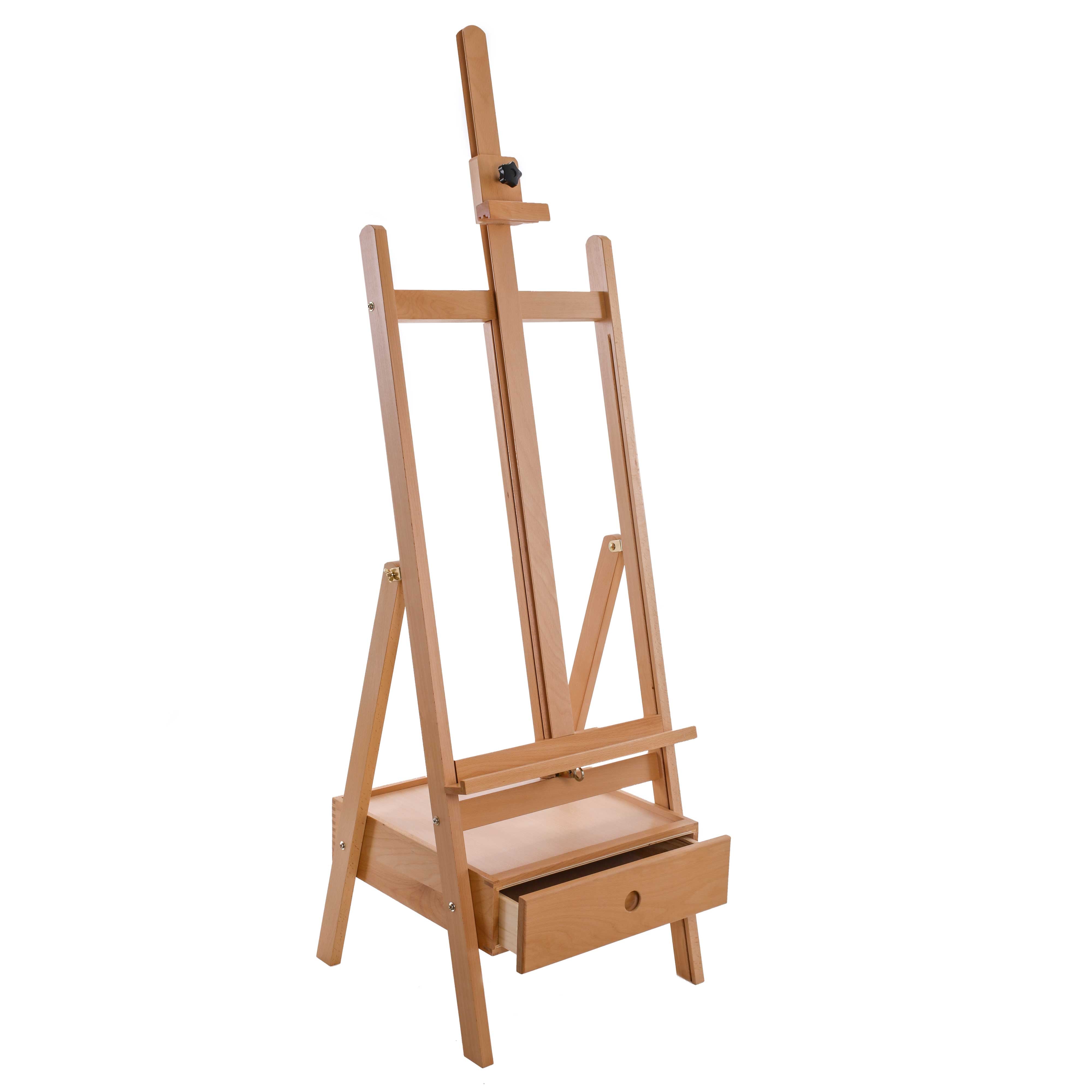 Nantucket Extra Large Adjustable Wooden H Frame Easel - 86H Studio Artist Easel for Painting, Canvas Stand with Storage Drawer & Shelf - Sturdy Beechwood - Perfect for Home Studio, Art Class & Professional Painting