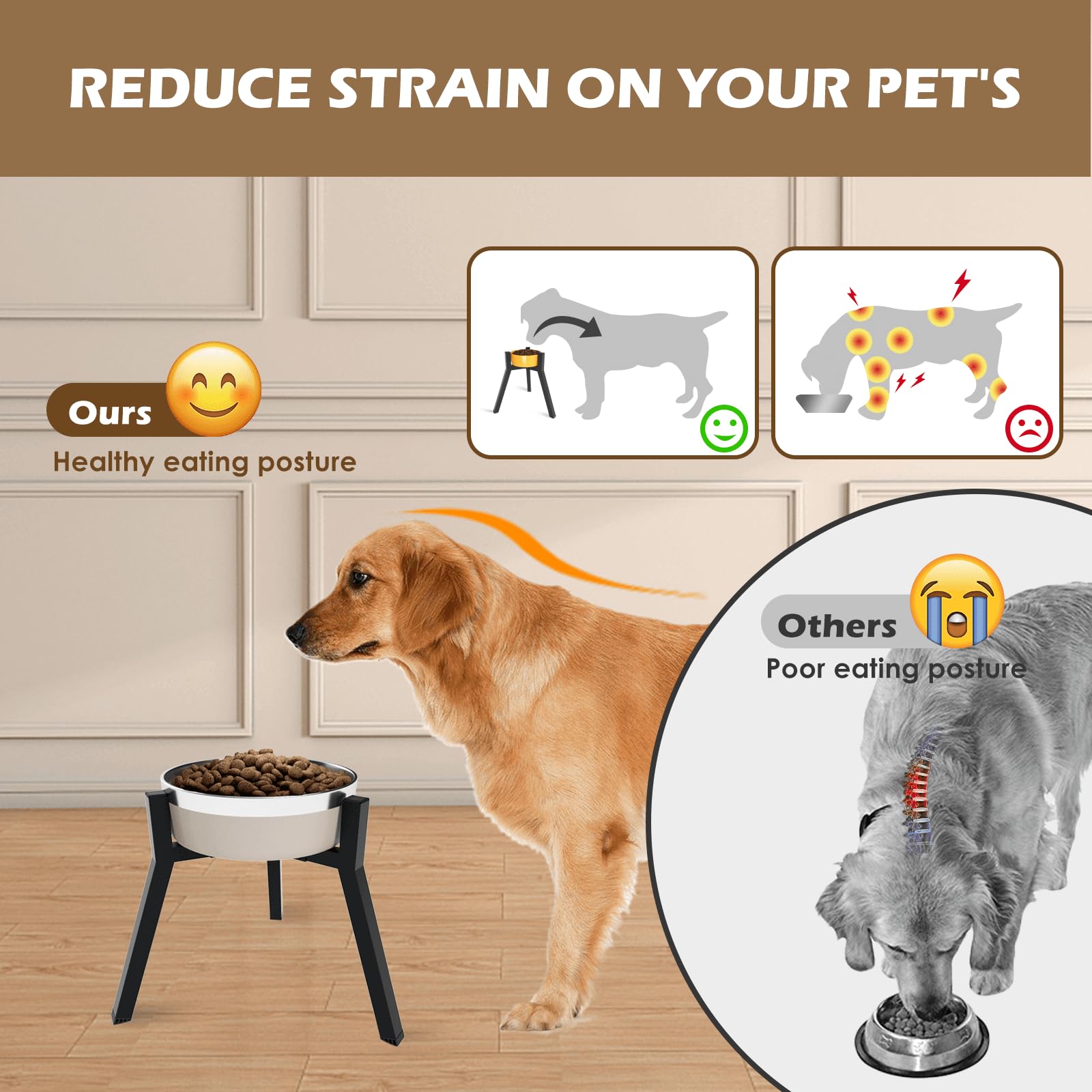 **Adjustable Elevated Dog Bowl Stand for Large & XL Dogs - 7-10.6