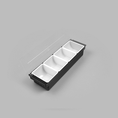 Bar Lux Black Plastic Condiment Caddy - 4 Compartment Organizer for Restaurants & Kitchen (19.5