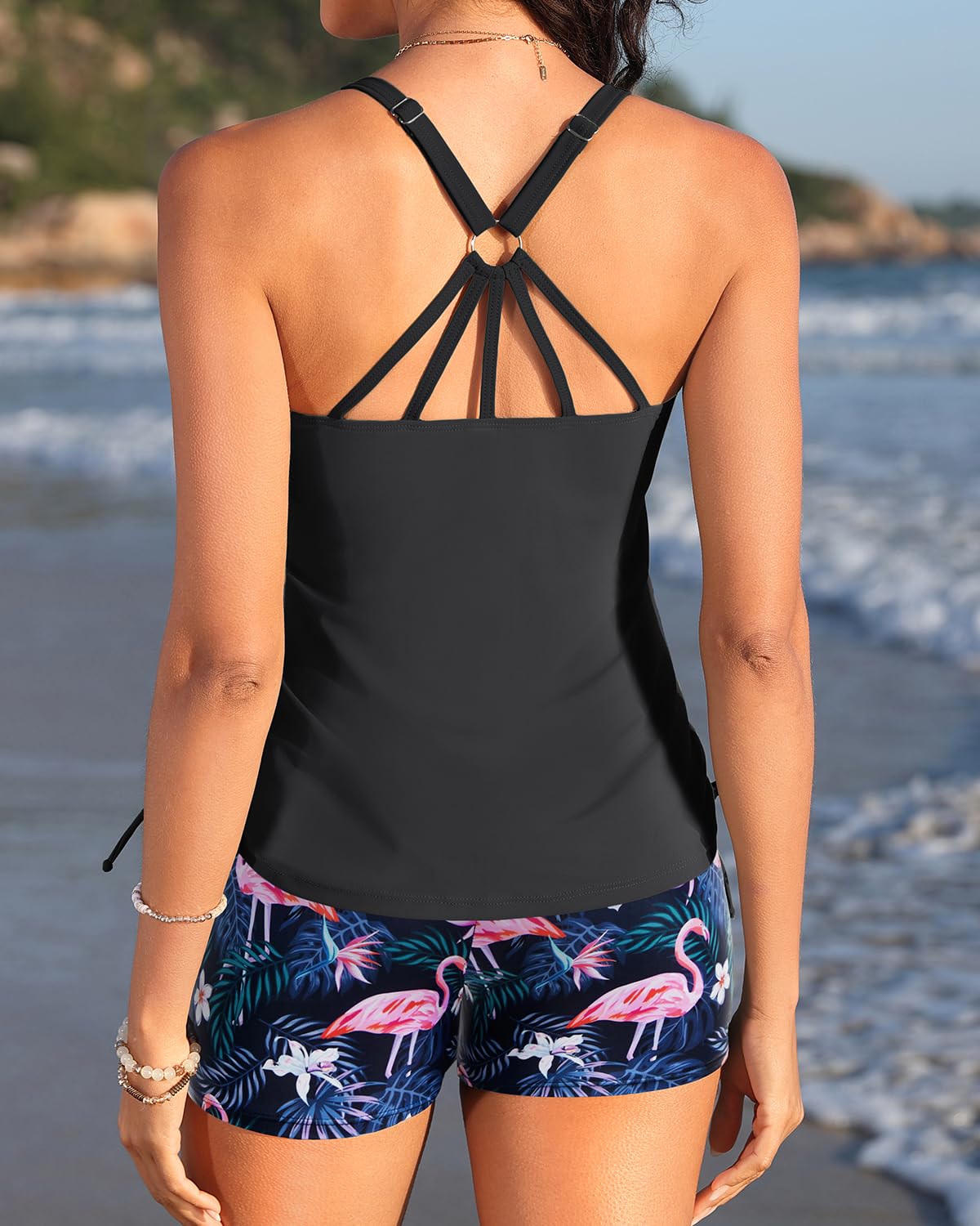 Yonique Women's Two Piece Tankini Swimsuits with Shorts - Athletic Bathing Suits for Tummy Control | Perfect for Swimming, Beach Vacations & Water Sports