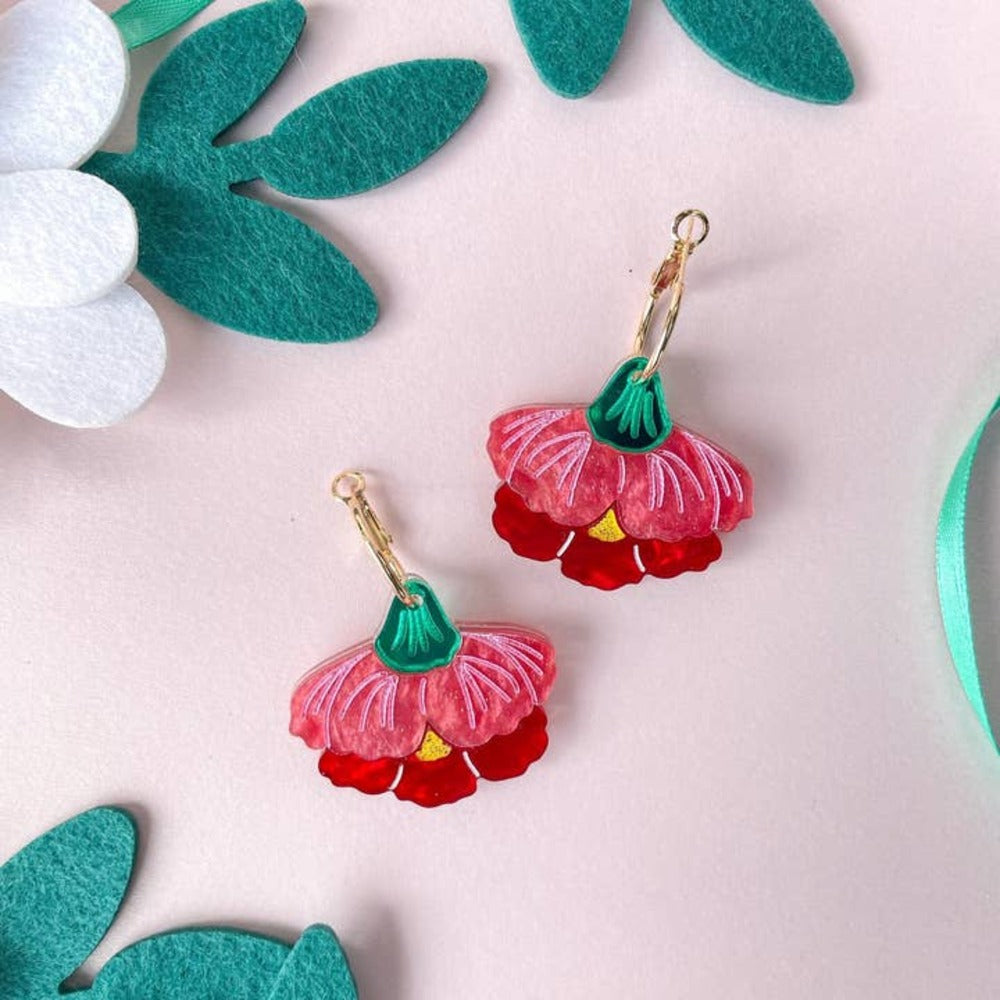 Handmade Carnation Acrylic Dangle Earrings for Women - Lightweight Fashion Jewelry for Party, Wedding & Everyday Wear