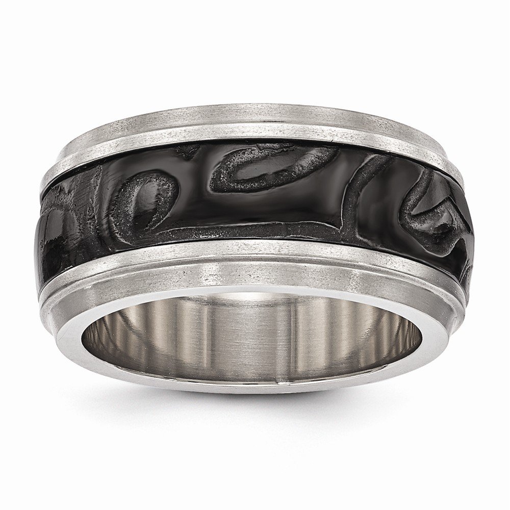 Premium Solid Titanium & Black Titanium Men's Wedding Band Ring - Unique Inlay Design for Men - Perfect for Engagement, Anniversary & Everyday Wear