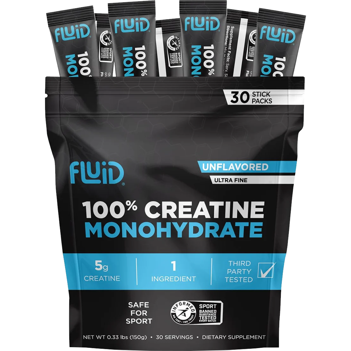 100% Pure Creatine Monohydrate Powder - 30 Single Serving Packets for Muscle Growth & Workout Recovery | Pre-Workout Supplement for Athletes & Bodybuilders