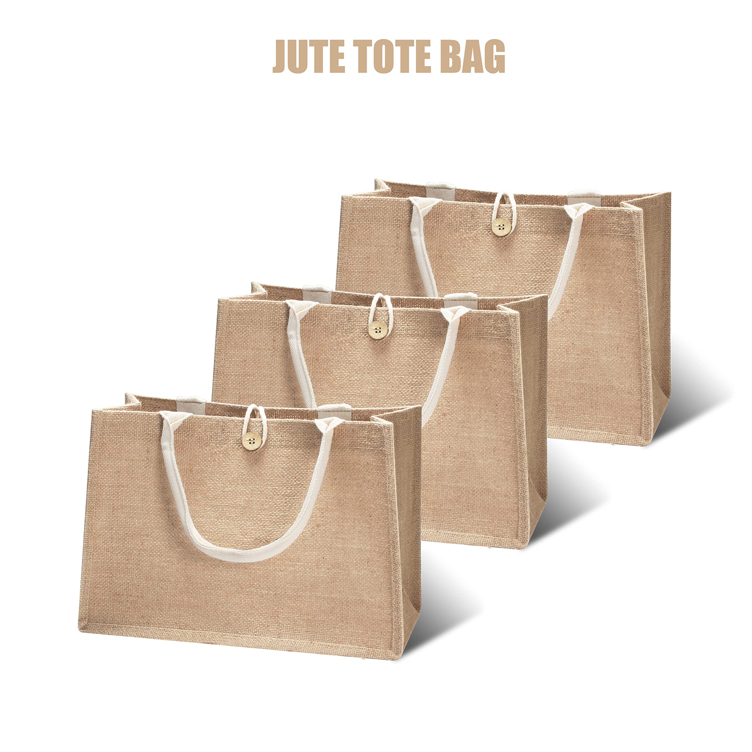 Eco-Friendly Jute Tote Bag with Button Closure - Perfect for Beach, Pool, Shopping & Daily Use | Sustainable Cotton Reusable Grocery Bag for Women