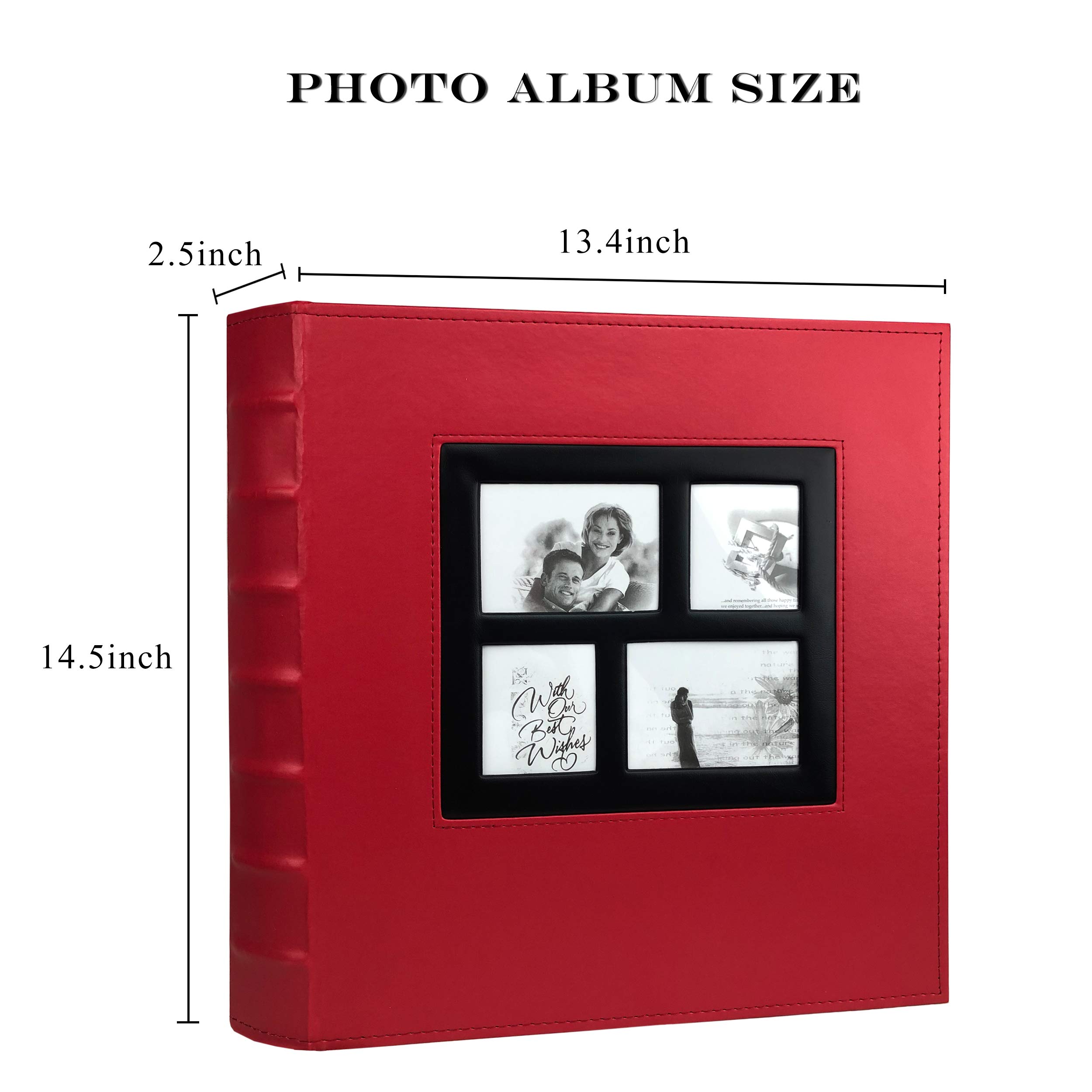 RECUTMS 4x6 Photo Album - Holds 500 Photos with Black Pages, Large Capacity Leather Cover for Wedding, Family & Baby Pictures - Stores Horizontal & Vertical Photos (Red) | Perfect for Home Decor, Gift Giving & Memory Preservation