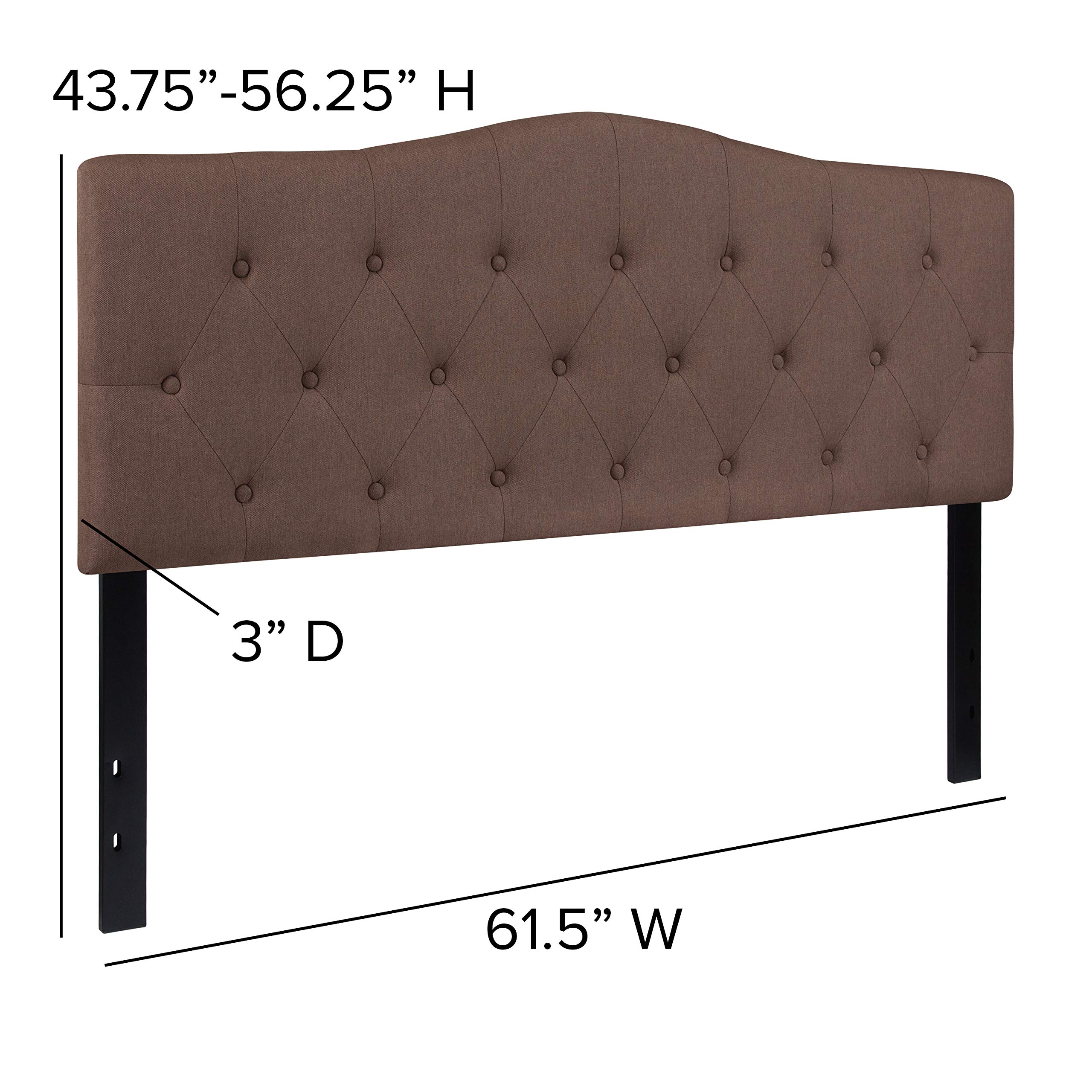 Flash Furniture Cambridge Tufted Upholstered Queen Size Headboard in Camel Fabric - Luxurious Bedroom Upgrade for Master Suite or Guest Room Decor