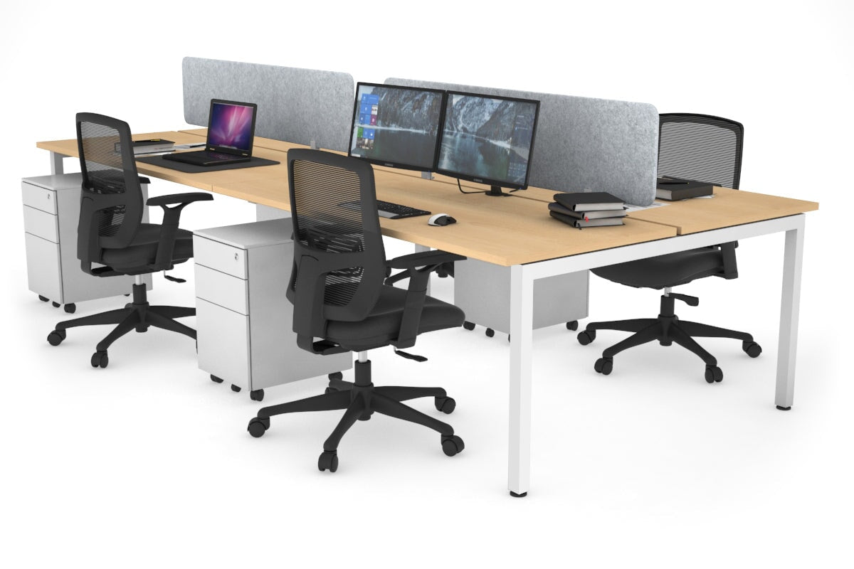 Quadro Square Legs 4-Person Office Workstation Desk - 1800mm x 700mm (71