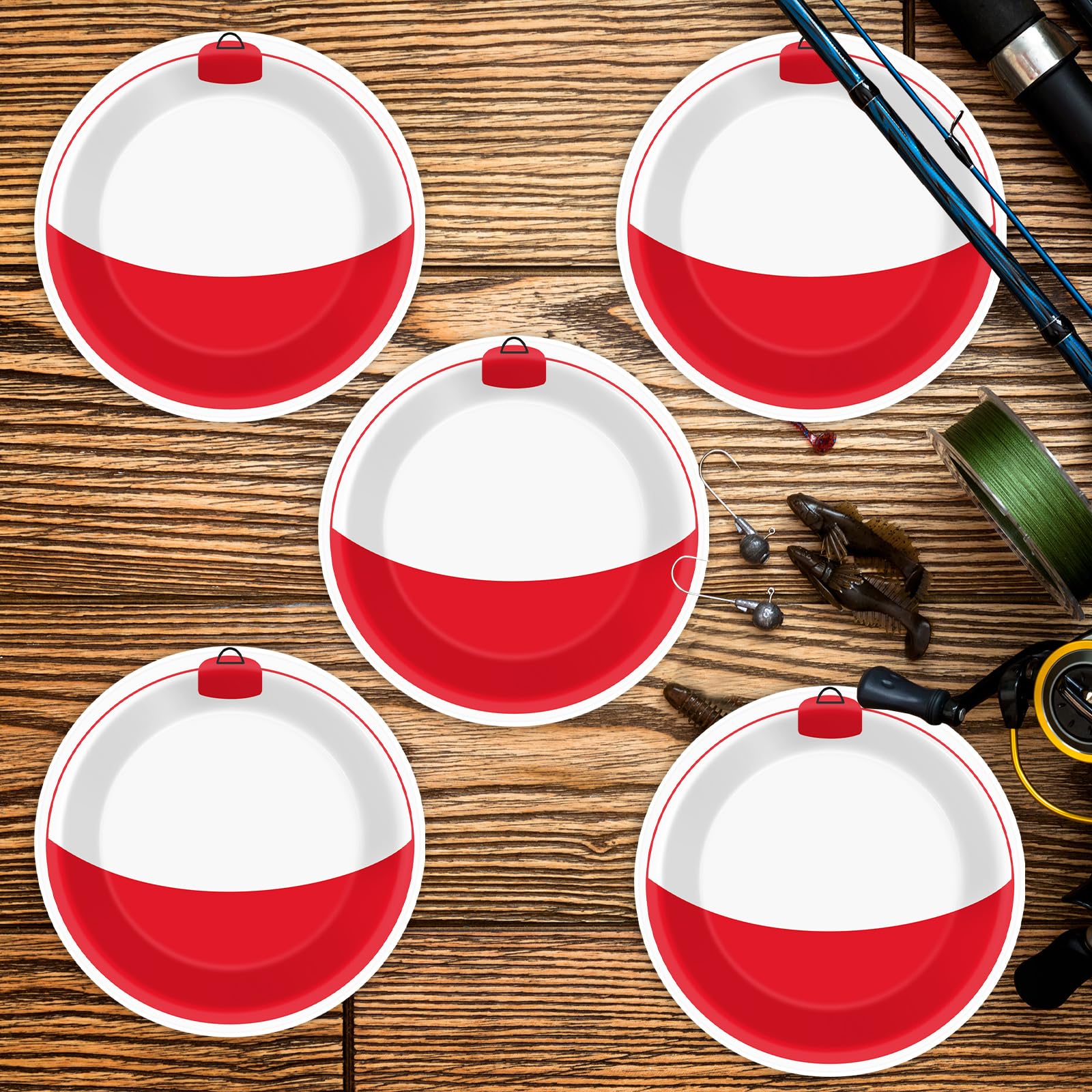 50 PCS Gone Fishing Party Plates - 7 Inch Disposable Dessert Plates for Fishing Themed Birthday Party, Tournament & Outdoor Decorations - Perfect for Beach Parties, Camping Events & Summer BBQs