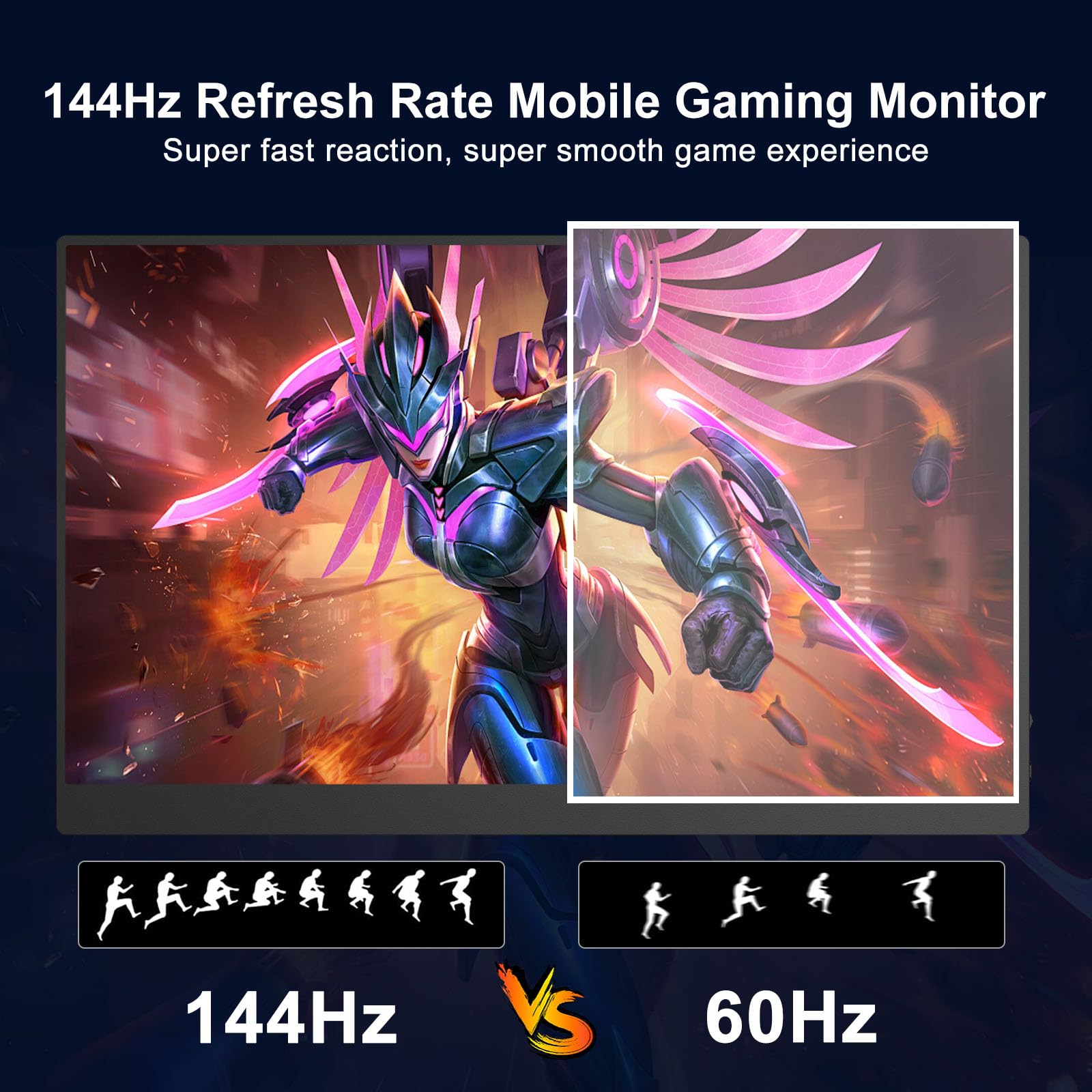 Kyyivwine 16.1 Inch Portable Monitor - 1080P FHD 144Hz IPS Screen, 100% sRGB, 1200:1 Contrast Ratio, Ultra-Thin Design with Built-in Speakers, USB-C & HDMI Connectivity - Compatible with PS5, Xbox, Switch, PC & Mac - Perfect for Gaming, Work & Travel
