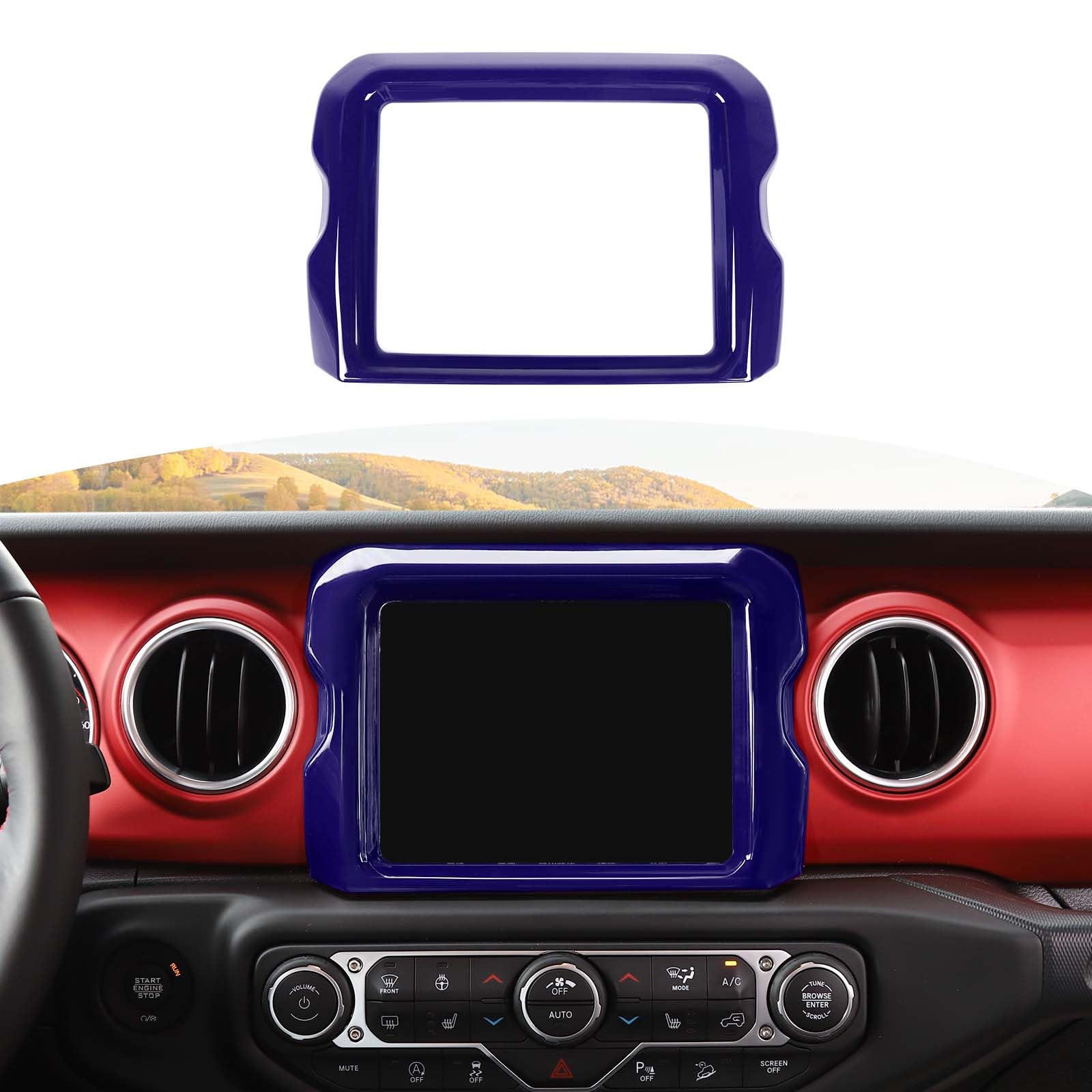 Jeep JL Center Console Radio Display Panel Trim Cover - Compatible with Jeep Wrangler JL/JLU & Gladiator JT (2018-2023) - 8.4 Inch Purple Interior Accessories - Upgrade Your Ride for Off-Road Adventures & Daily Commuting