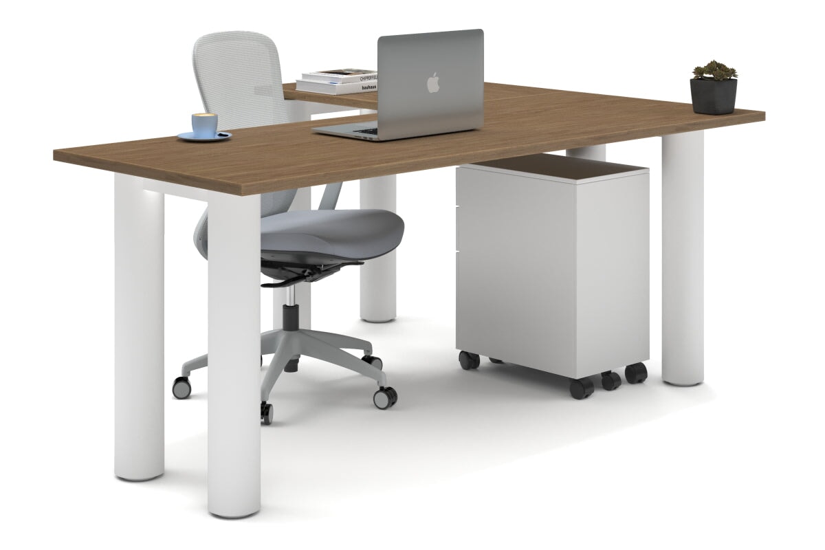 Premium L-Shaped Corner Office Desk with Quadro Cylinder Legs - 1800L x 1450W - Perfect for Home Office, Gaming Setup & Workspace Organization