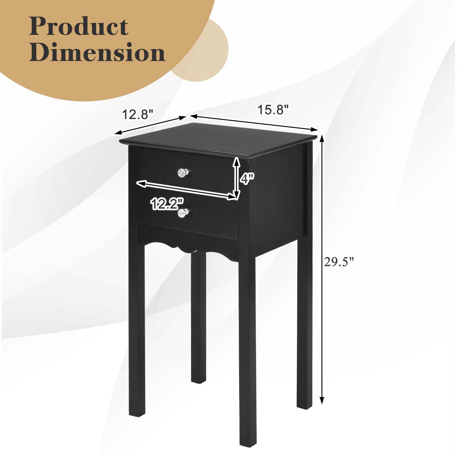 Giantex 2-Piece Set Black End Tables with 2 Drawers - Multi-Functional Nightstand, Side Table for Living Room, Bedroom & Home Decor - Perfect for Small Spaces, Storage & Accent Furniture