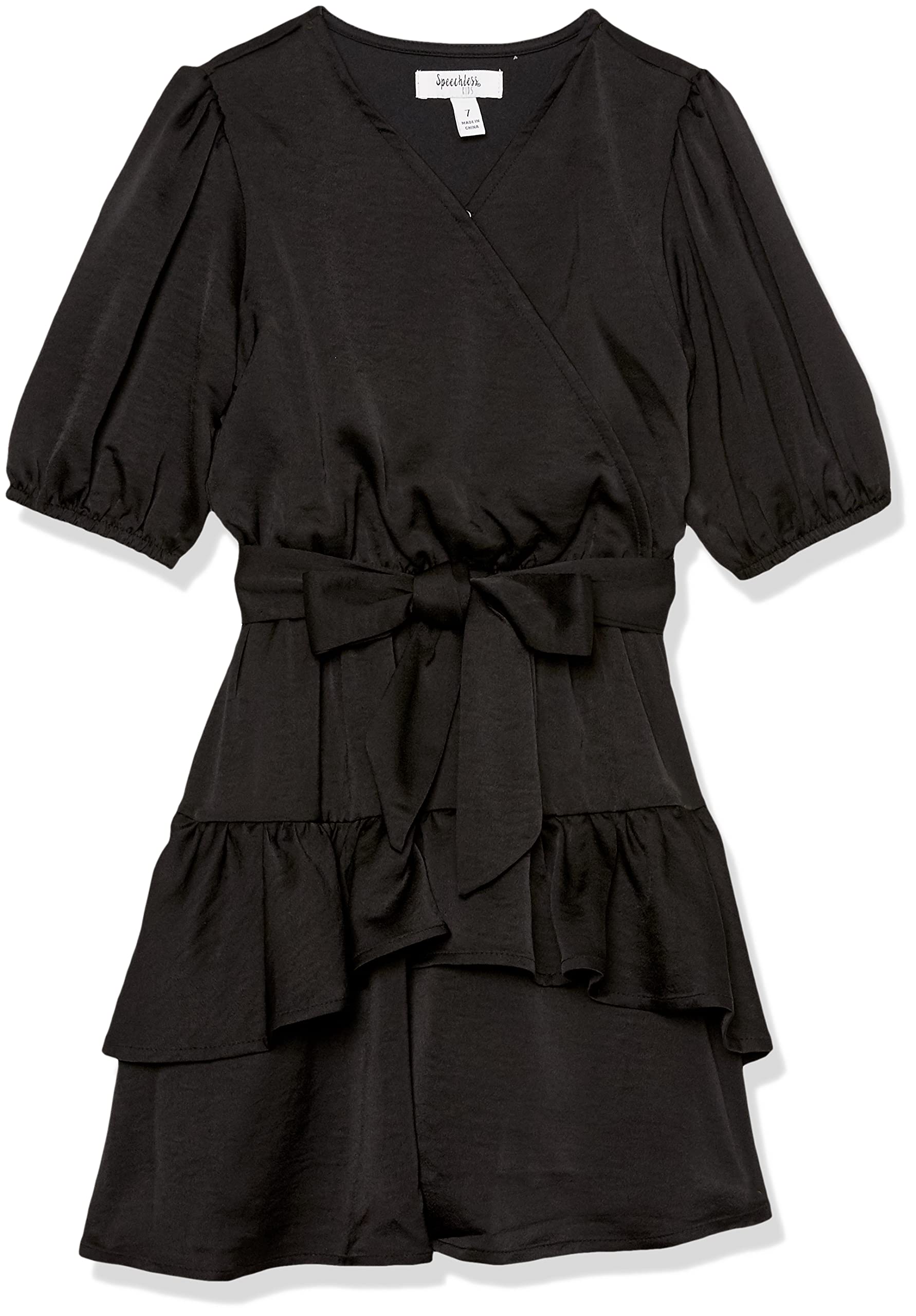Girls' Faux Wrap Ruffled Dress - Playful & Stylish for Parties