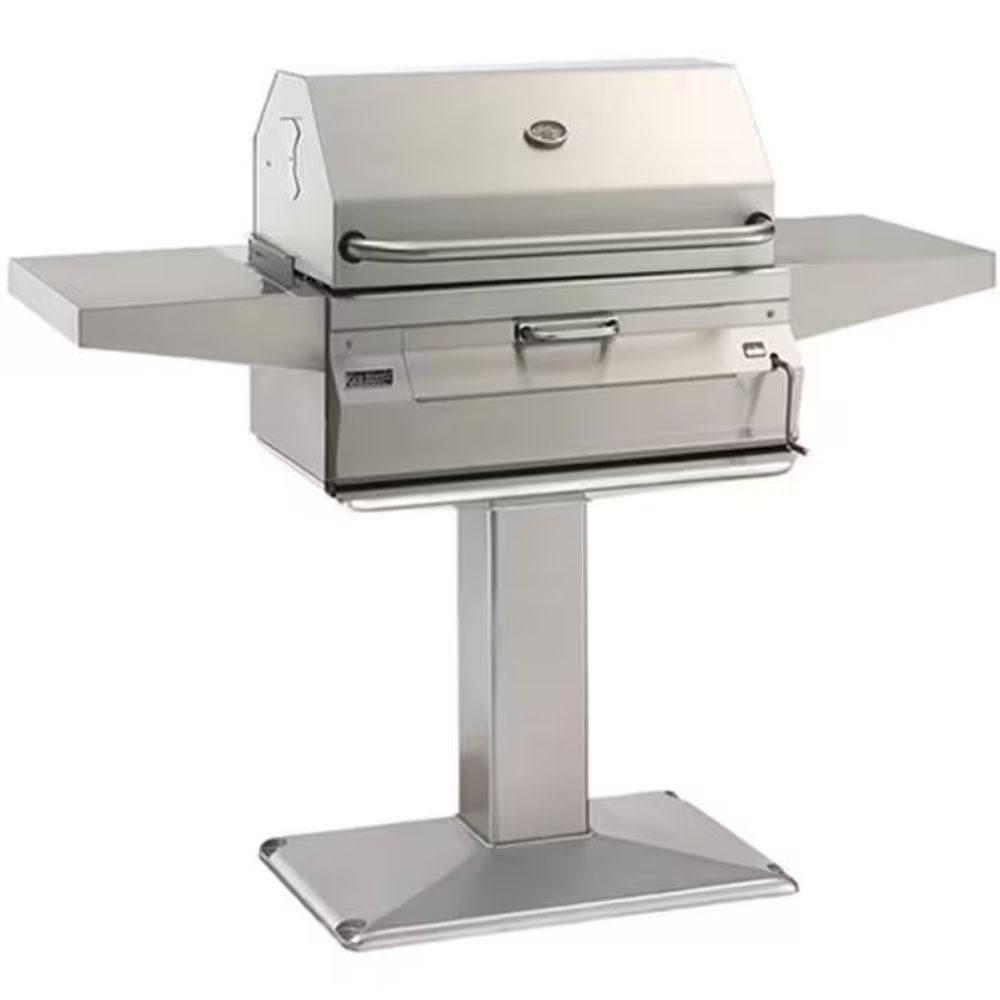Fire Magic Legacy 24 Inch Smoker Charcoal Grill with Patio Post - Premium Outdoor BBQ Grill for Backyard, Camping & Tailgating | Heavy-Duty Stainless Steel Construction