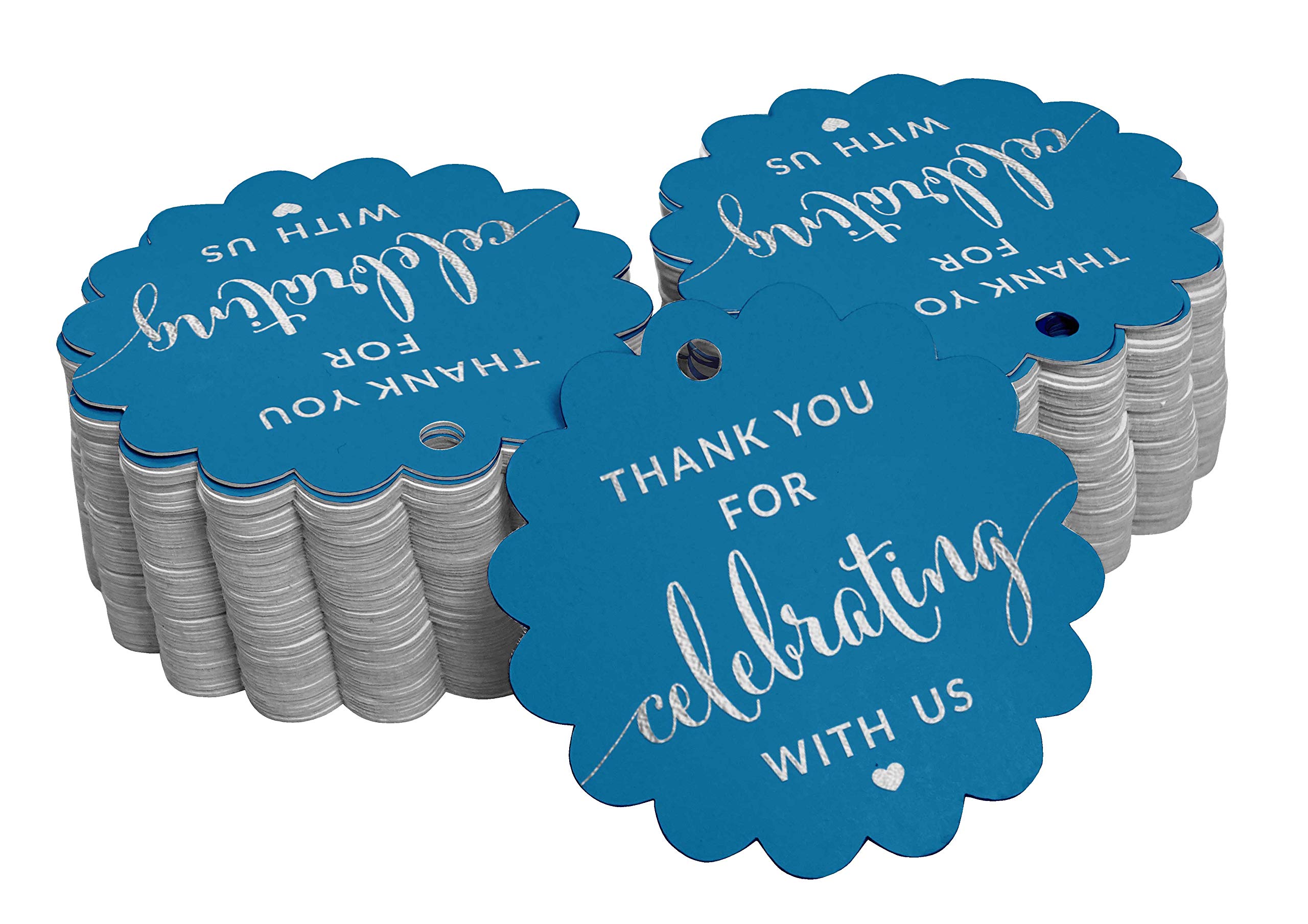 100 Pack Elegant Thank You Tags for Bridal Showers, Baby Showers, Weddings, Birthdays & Retirement Parties - Silver Foil Hanging Favor Tags for DIY Crafts & Gift Decorations - Perfect for Party Favors, Gift Wrapping & Special Event Decor