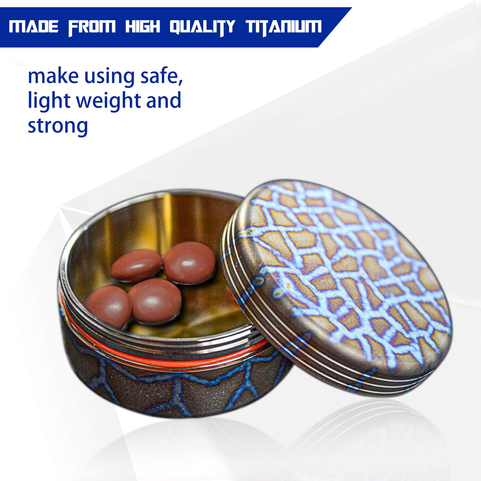 Titanium Waterproof Pill Case - Compact EDC Emergency Capsule Holder, Portable Metal Storage Box for Camping, Hiking & Travel (Blue) | Perfect for Outdoor Adventures & Daily Essentials