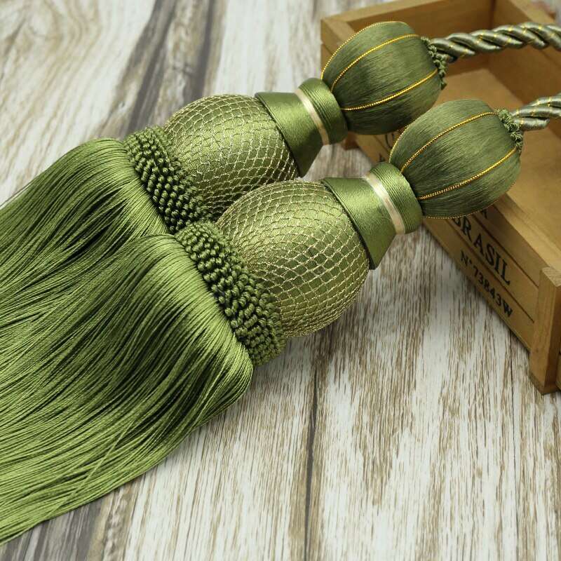 Elegant Kara Curtain Tiebacks - Decorative Fabric Brush Holdbacks for Drapes & Curtains - Perfect for Living Room, Bedroom & Window Decor