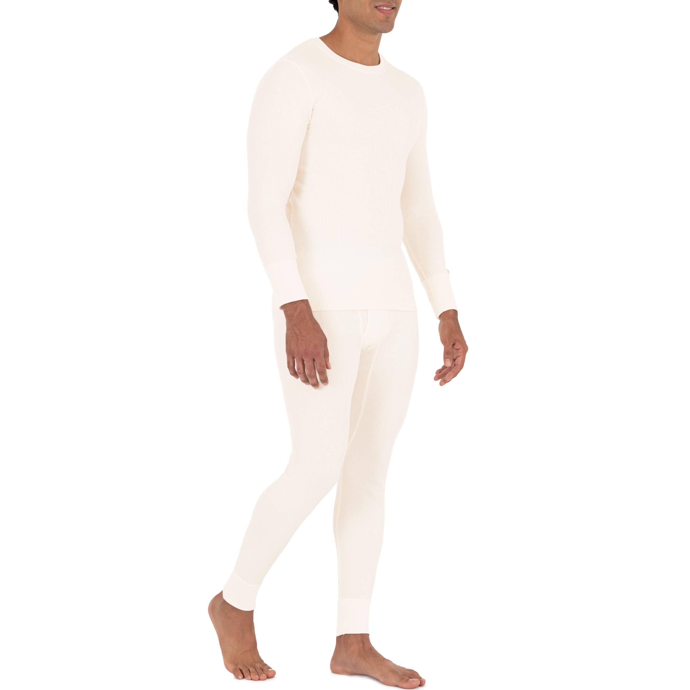 Fruit of the Loom Men's Eco-Friendly Recycled Waffle Thermal Underwear Crew Neck Top - 1 Pack & 2 Pack Options - Warm Base Layer for Winter, Outdoor Activities & Cold Weather Workouts