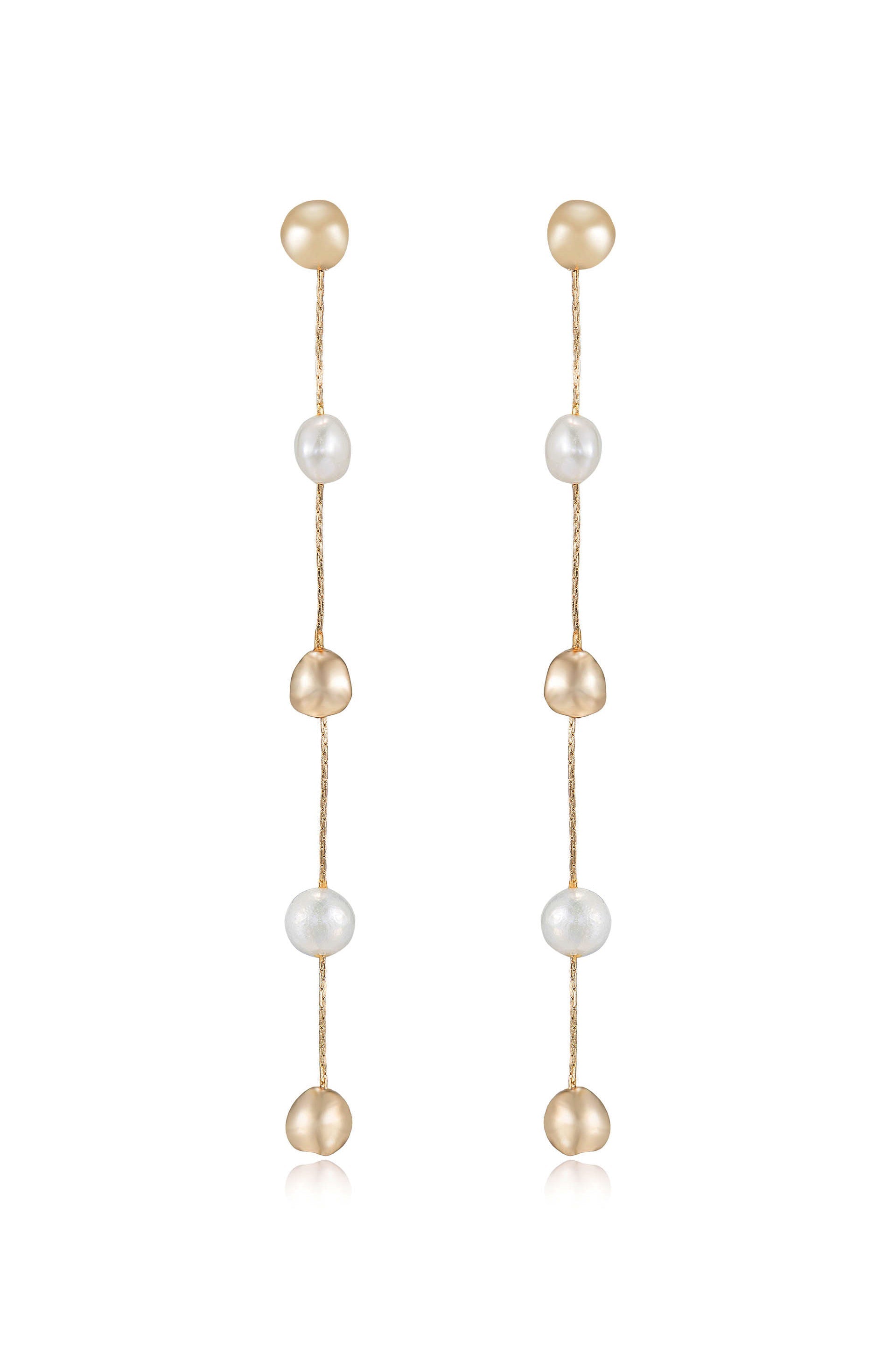 Elegant Freshwater Pearl Drop Earrings for Women - Handmade Dangle Earrings with Alternating Pearls - Perfect for Weddings, Parties & Special Occasions