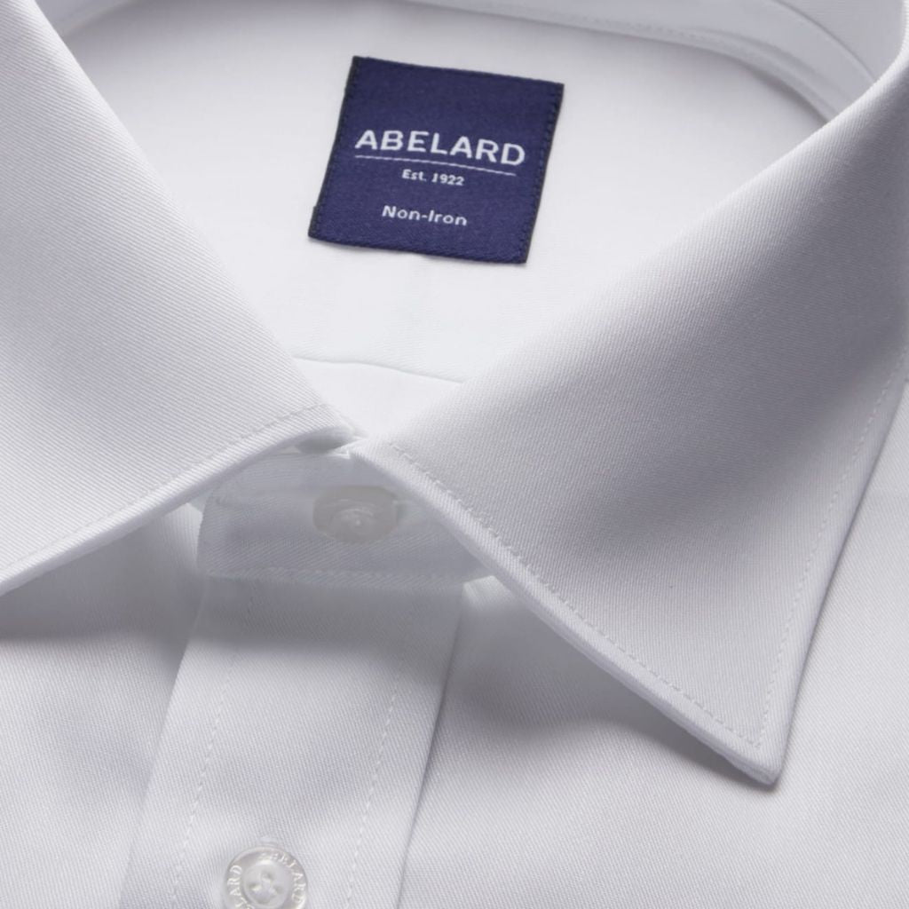 ABELARD Super Non-Iron Cotton Twill Shirt for Men - White - Comfortable Business Casual Shirt for Office, Travel & Formal Occasions
