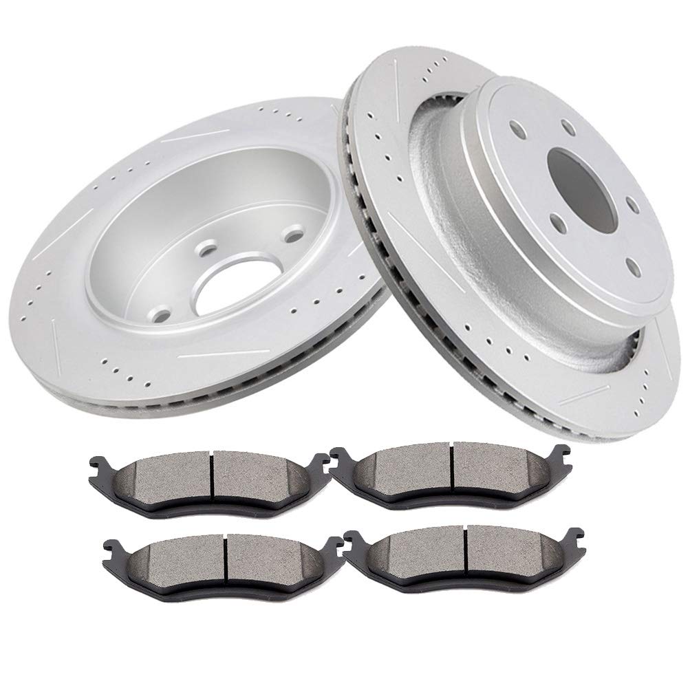 AUTOMUTO Ceramic Brake Pads & Rotors Kit - Compatible with 07-09 Chrysler Aspen, 04-09 Dodge Durango, 02-10 & 11-18 Ram 1500 - High Performance Braking System for Smooth Stops & Heavy Duty Towing