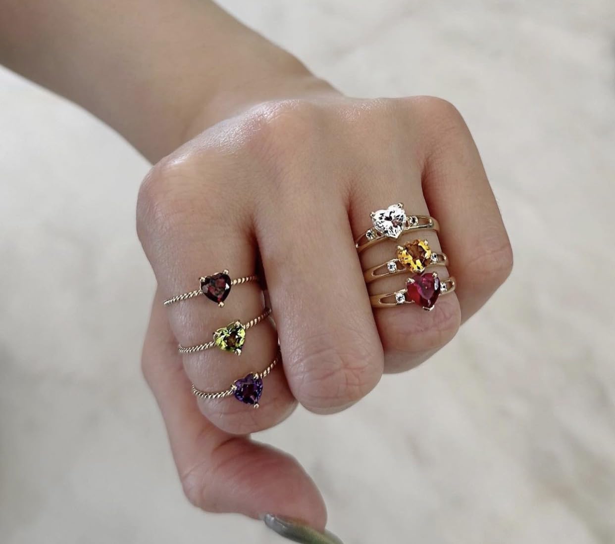 10k Yellow Gold August Birthstone Heart Ring with White Topaz - Modern Contemporary Promise & Proposal Ring for Women, Perfect for Anniversaries, Engagements & Special Occasions