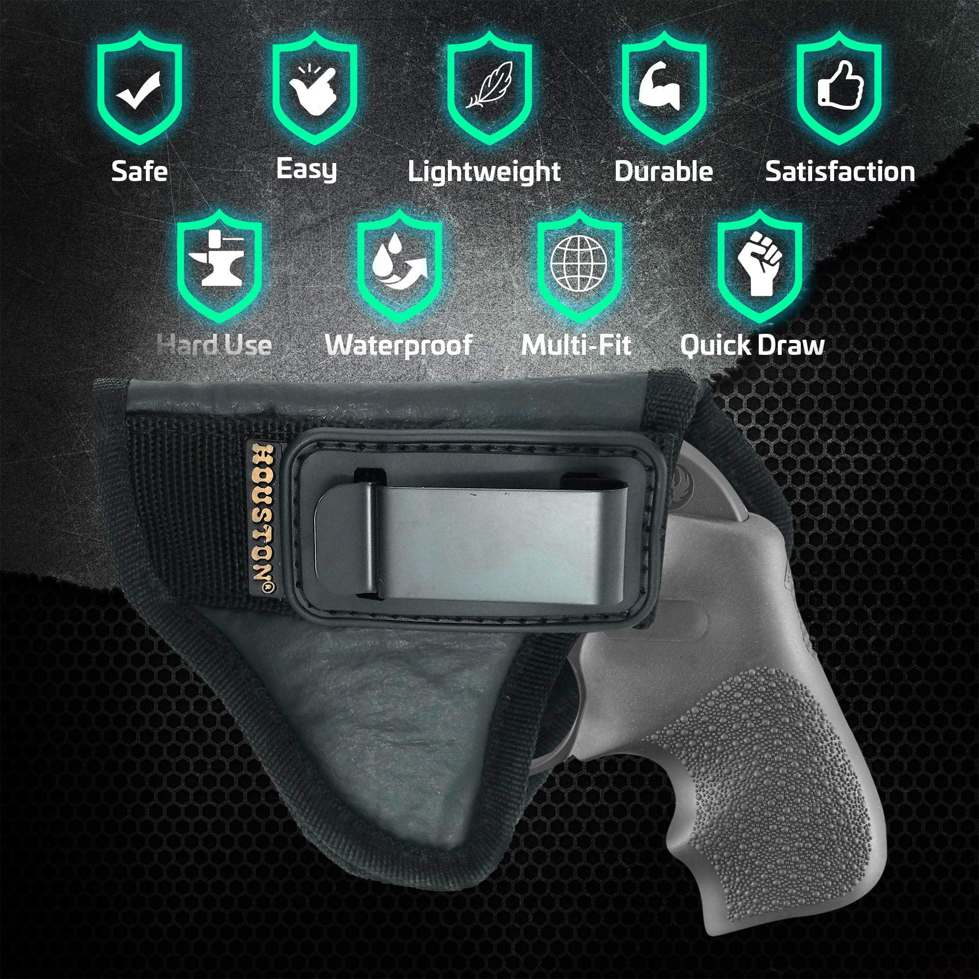 Concealed Carry IWB Tuckable Gun Holster for S&W Revolvers, Charter Arms, Rossi 38, Taurus BG LCR & 38 J - Left Handed Holster for Men & Women - Perfect for Everyday Carry & Home Defense