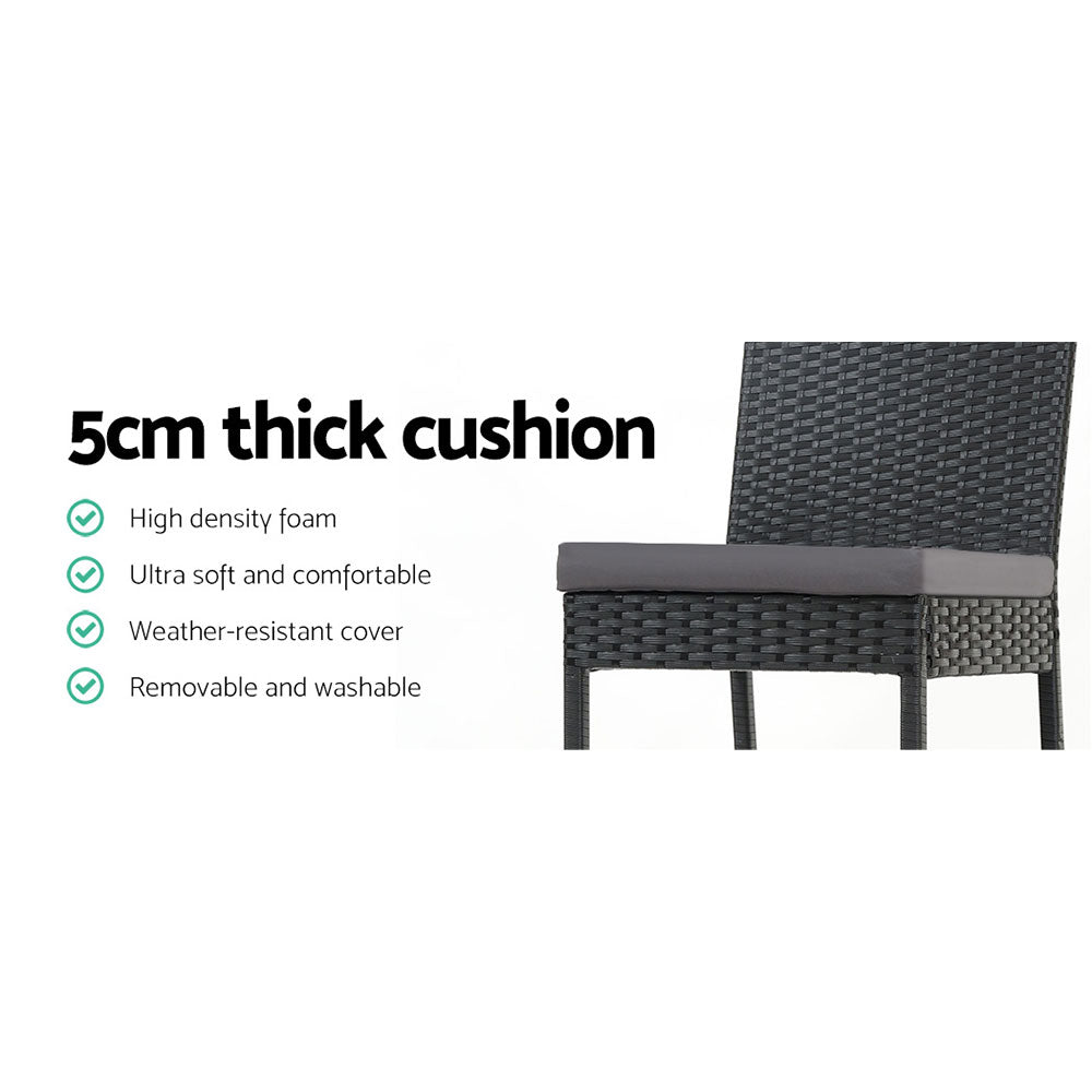 2-Piece Outdoor Bar Stool Set - Rattan Dining Chairs for Patio, Garden, Deck & Backyard - Weather-Resistant Wicker Bar Height Stools for Outdoor Entertaining