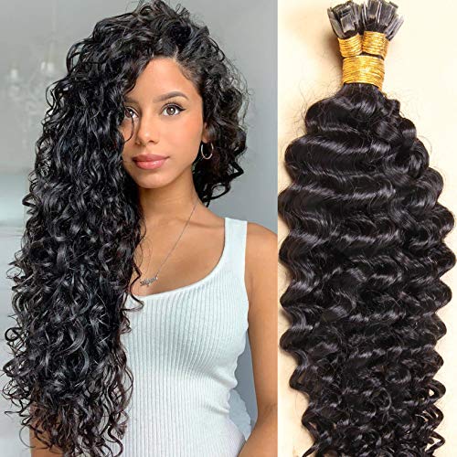 Premium Pre-Bonded Flat Tip Hair Extensions - 100% Brazilian Remy Human Hair, Loose Curly Keratin Fusion, Salon Quality (26 Inch, 100 Pieces, Dark Brown) for Weddings, Parties & Everyday Styling
